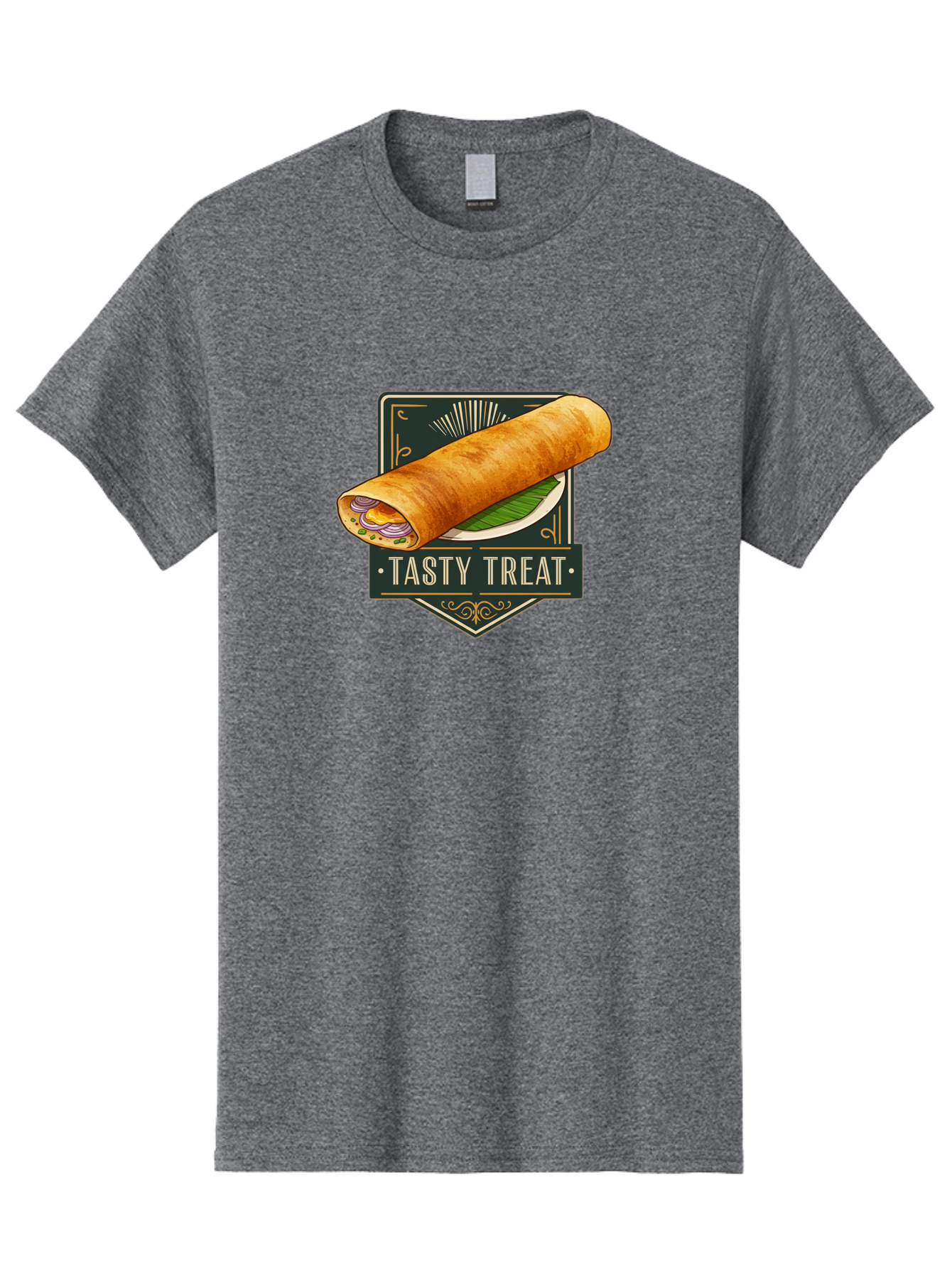 Tasty-Treat-2 Men'S Graphic Tee, 100% Cotton, Comfortable Casual Summer Wear, Machine Washable, Rolled Crepe With Filling, Tasty Treat, Crepe, Crepe Dish, Savory Crepe, Egg, Onion, Culinary Delights, Gourmet Food, Foodie, Crepe Cuisine Bab511