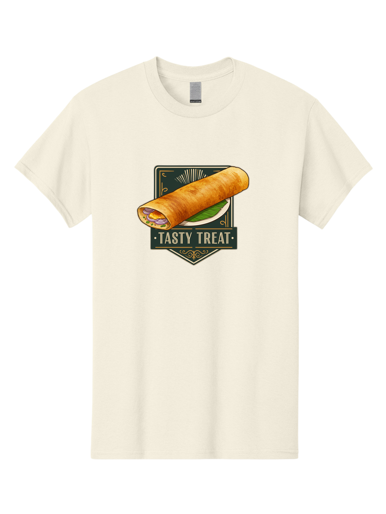 Tasty-Treat-2 Men'S Graphic Tee, 100% Cotton, Comfortable Casual Summer Wear, Machine Washable, Rolled Crepe With Filling, Tasty Treat, Crepe, Crepe Dish, Savory Crepe, Egg, Onion, Culinary Delights, Gourmet Food, Foodie, Crepe Cuisine Bab511