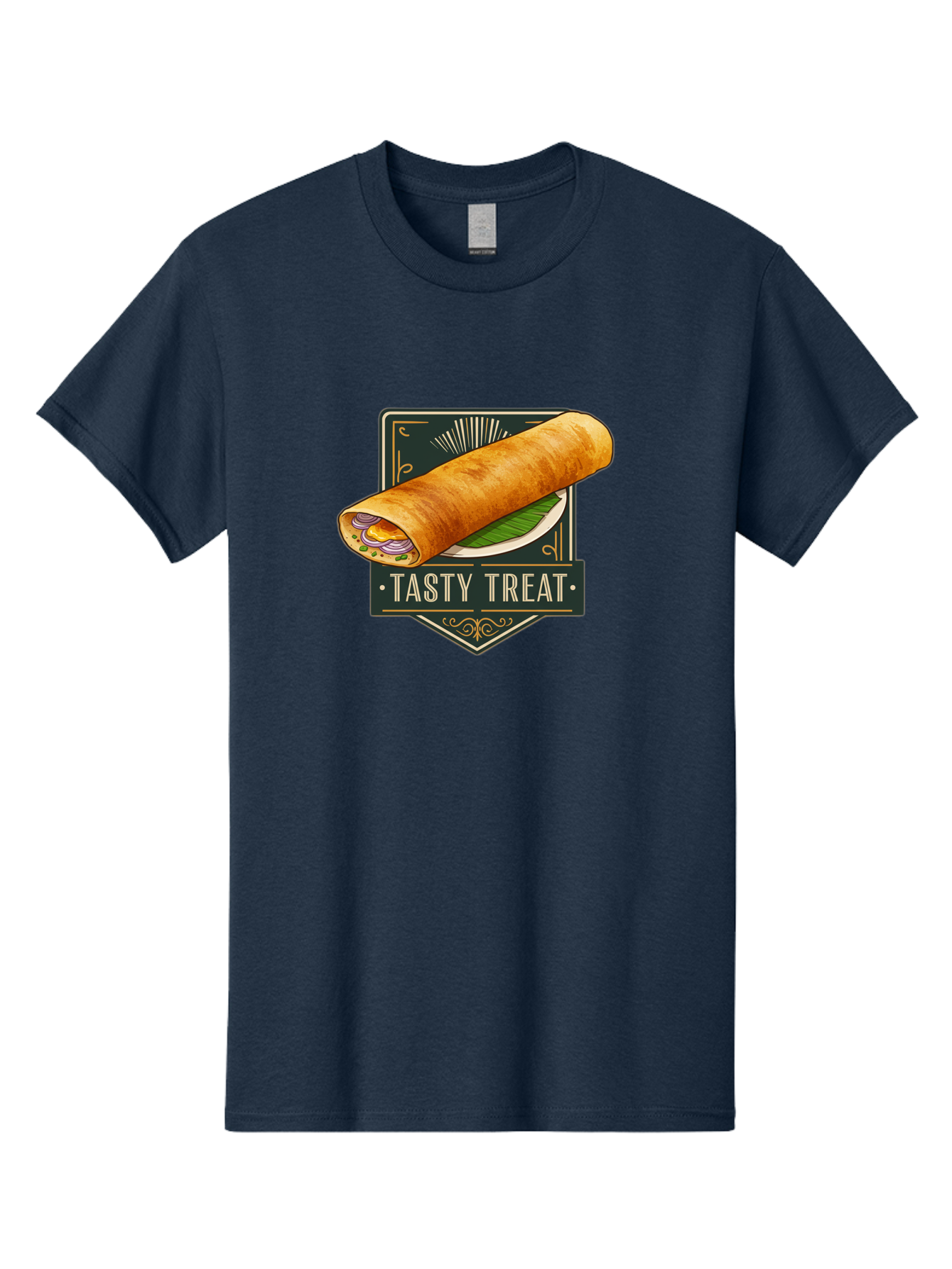 Tasty-Treat-2 Men'S Graphic Tee, 100% Cotton, Comfortable Casual Summer Wear, Machine Washable, Rolled Crepe With Filling, Tasty Treat, Crepe, Crepe Dish, Savory Crepe, Egg, Onion, Culinary Delights, Gourmet Food, Foodie, Crepe Cuisine Bab511