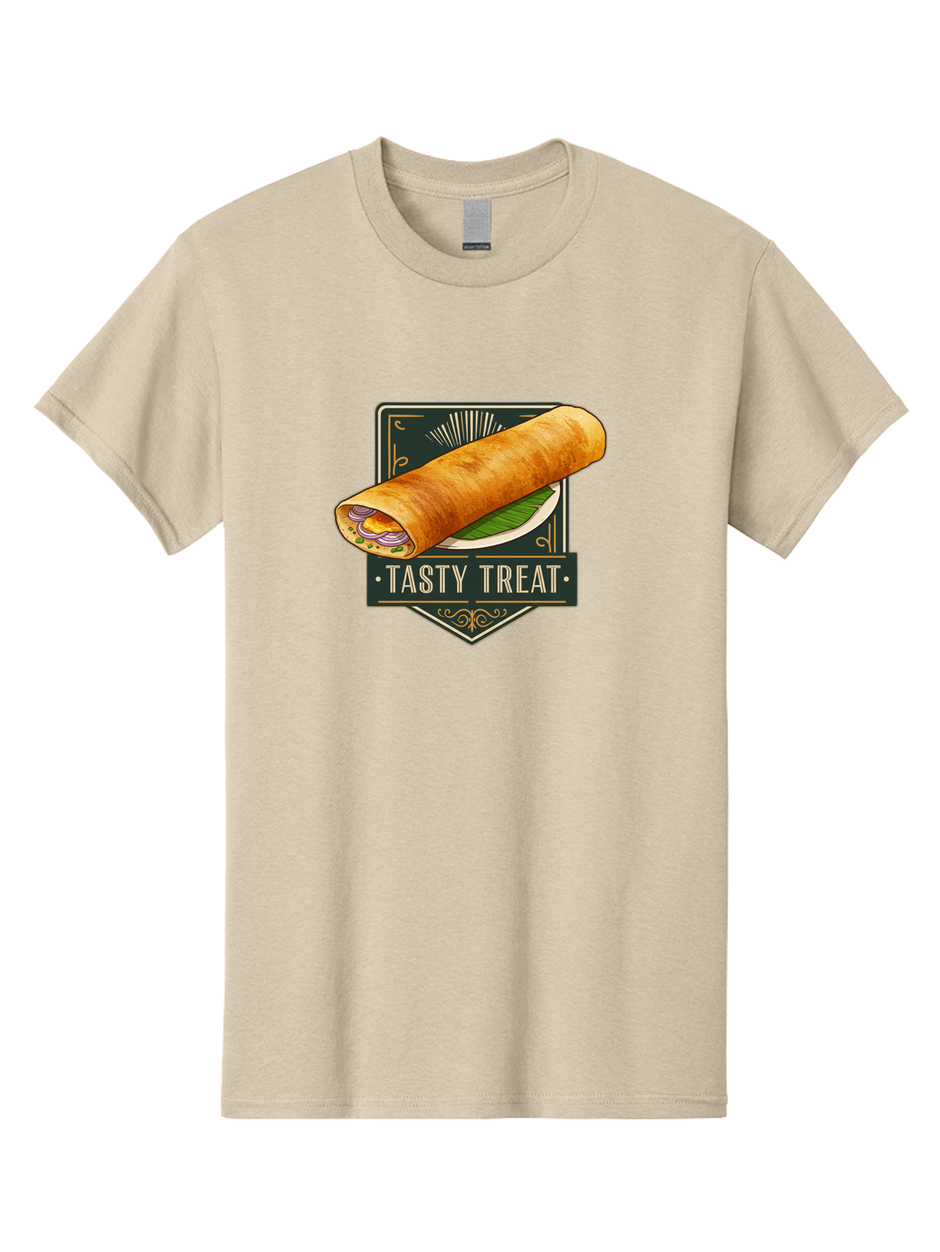 Tasty-Treat-2 Men'S Graphic Tee, 100% Cotton, Comfortable Casual Summer Wear, Machine Washable, Rolled Crepe With Filling, Tasty Treat, Crepe, Crepe Dish, Savory Crepe, Egg, Onion, Culinary Delights, Gourmet Food, Foodie, Crepe Cuisine Bab511