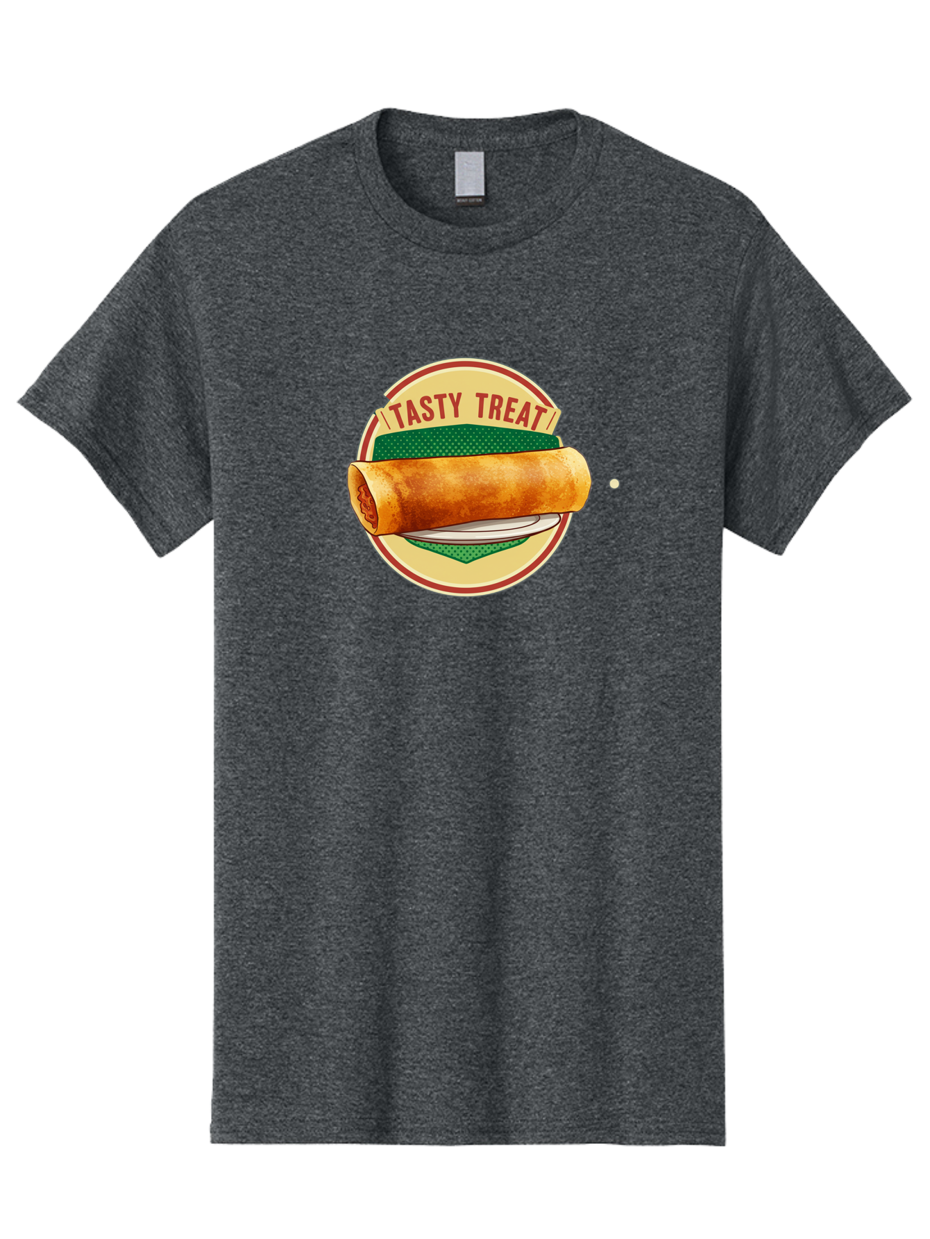 Tasty-Treat-3 Men'S Graphic Tee, 100% Cotton, Comfortable Casual Summer Wear, Machine Washable, Spring Roll On Plate, Tasty Treat, Savory Delight, Golden Brown, Crispy Texture, Delicious Snack, Finger Food, Appetizing Bab512