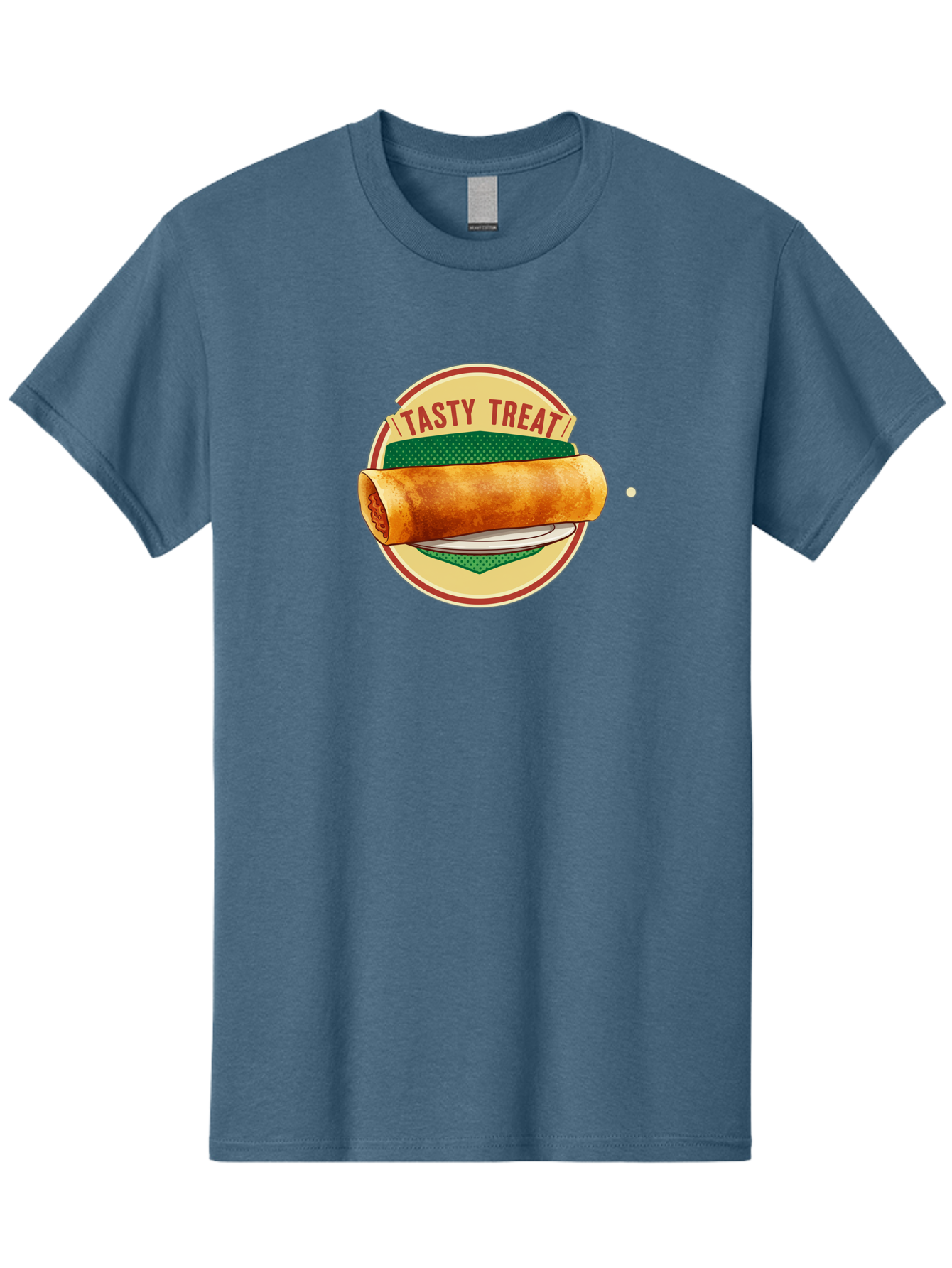 Tasty-Treat-3 Men'S Graphic Tee, 100% Cotton, Comfortable Casual Summer Wear, Machine Washable, Spring Roll On Plate, Tasty Treat, Savory Delight, Golden Brown, Crispy Texture, Delicious Snack, Finger Food, Appetizing Bab512