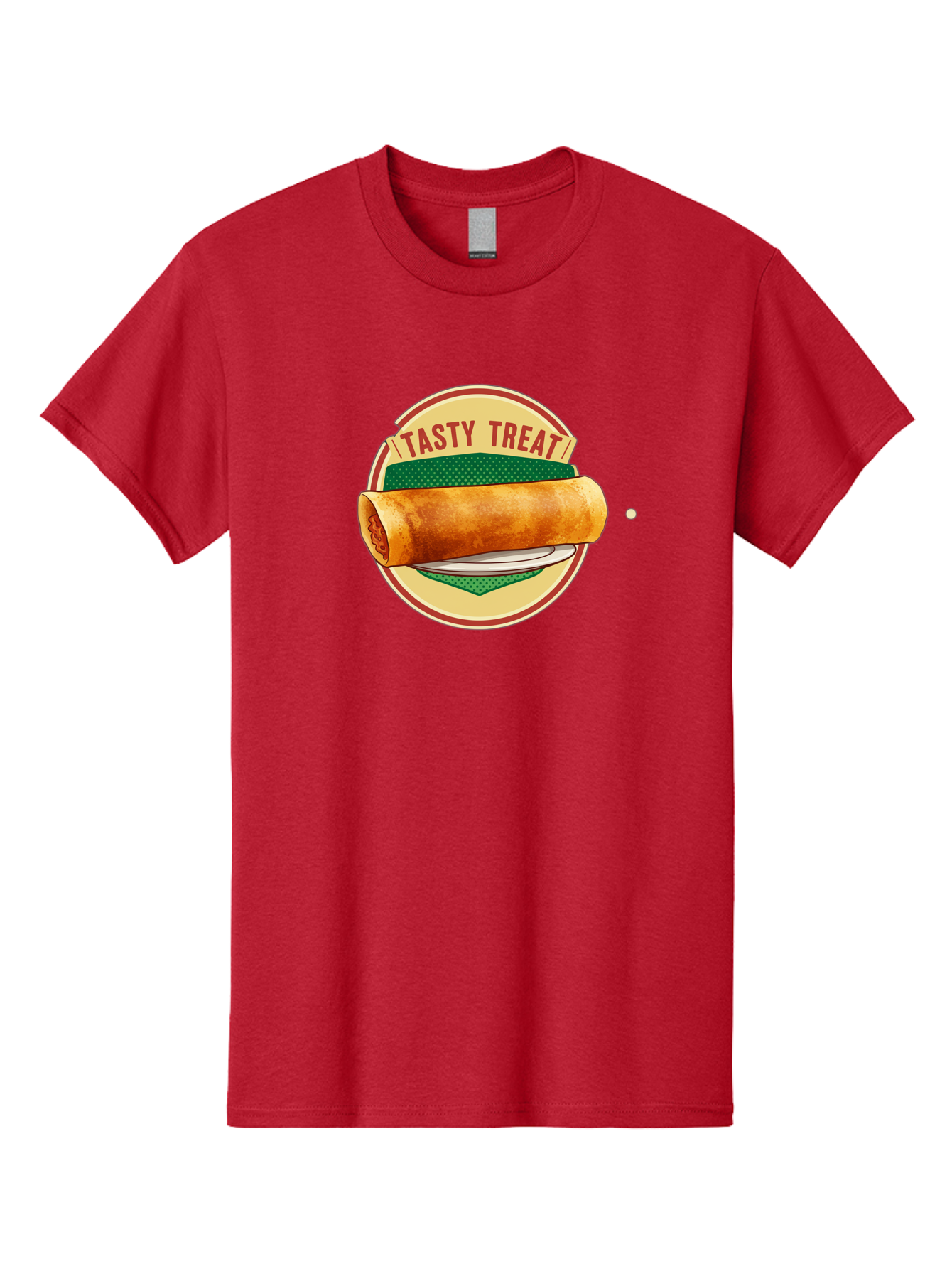 Tasty-Treat-3 Men'S Graphic Tee, 100% Cotton, Comfortable Casual Summer Wear, Machine Washable, Spring Roll On Plate, Tasty Treat, Savory Delight, Golden Brown, Crispy Texture, Delicious Snack, Finger Food, Appetizing Bab512