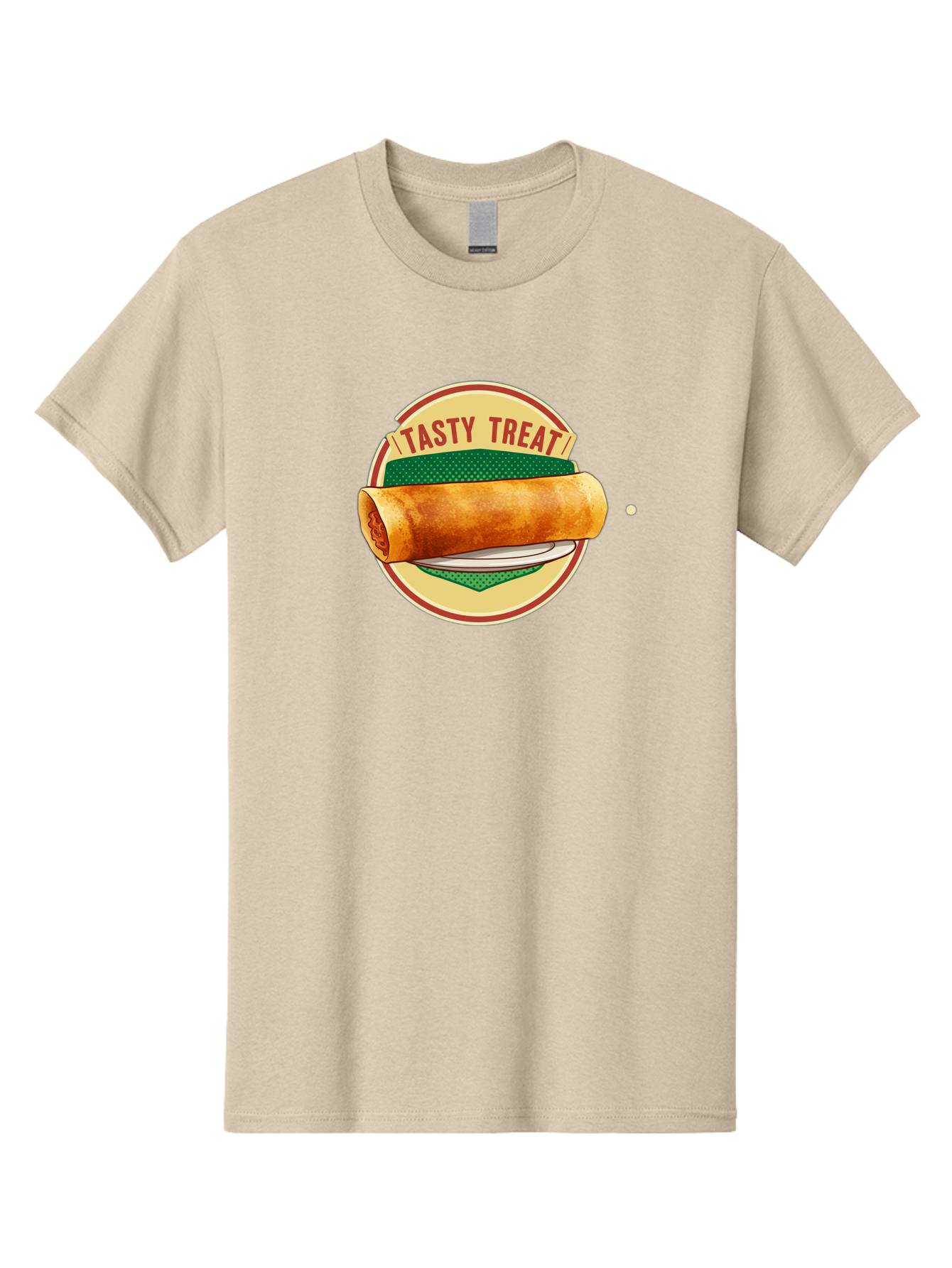Tasty-Treat-3 Men'S Graphic Tee, 100% Cotton, Comfortable Casual Summer Wear, Machine Washable, Spring Roll On Plate, Tasty Treat, Savory Delight, Golden Brown, Crispy Texture, Delicious Snack, Finger Food, Appetizing Bab512