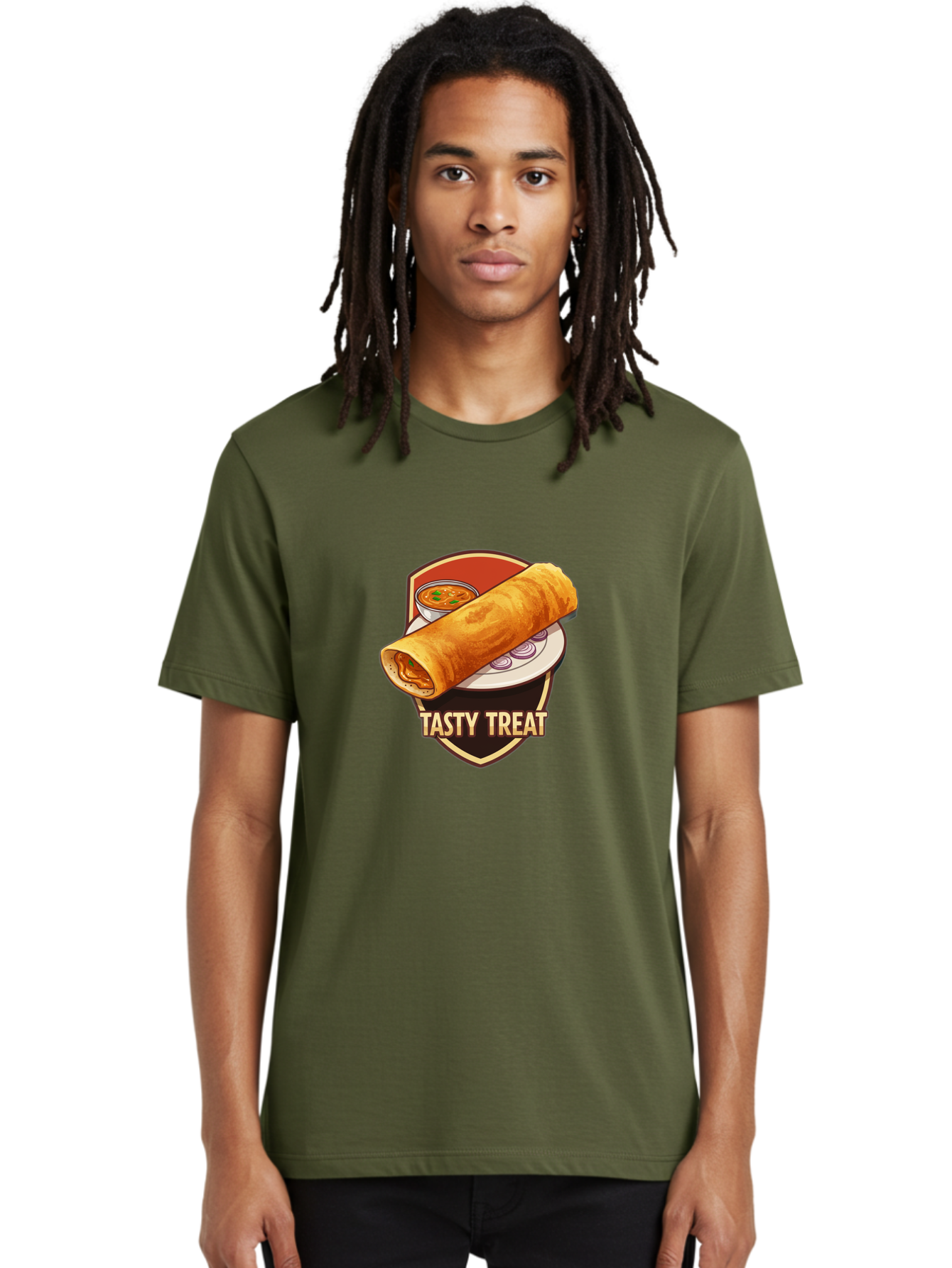 Tasty-Treat-4 Men'S Graphic Tee, 100% Cotton, Comfortable Casual Summer Wear, Machine Washable, South Indian Cuisine, Dosa On A Plate, Tasty Treat, Indian Food, Masala Dosa, Delicious Breakfast, Crispy Dosa, Flavorful Meal, Savory Dish Bab513