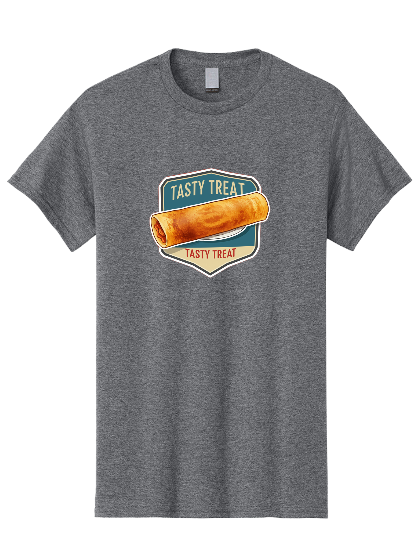 Tasty-Treat-5 Men'S Graphic Tee, 100% Cotton, Comfortable Casual Summer Wear, Machine Washable, Egg Roll, Food Logo, Tasty Treat, Savory Snack, Wrapped Delicacy, Rolled Pastry, Delicious Treat, Culinary Delight Bab514