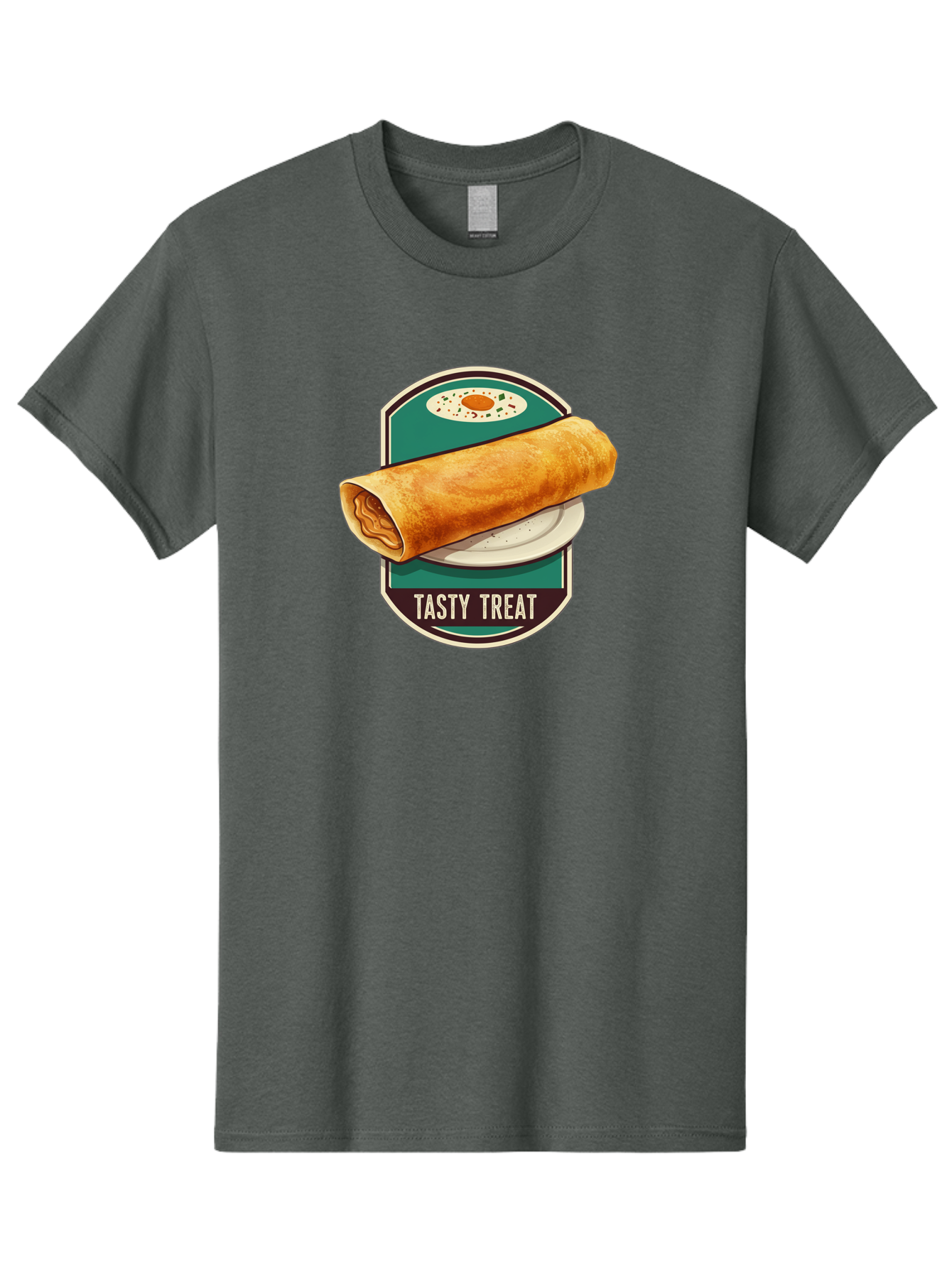 Tasty-Treat-6 Men'S Graphic Tee, 100% Cotton, Comfortable Casual Summer Wear, Machine Washable, Rolled Dosa, Indian Cuisine, Tasty Treat, Dosa On A Plate, South Indian Food, Traditional Dish, Savory Crepe, Street Food, Authentic Flavors, Bab515