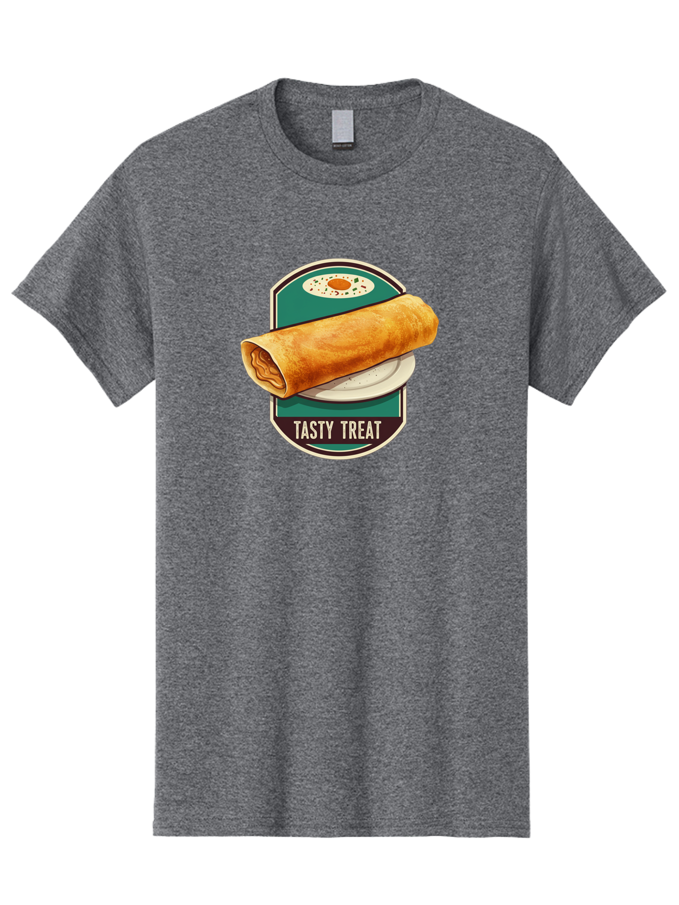 Tasty-Treat-6 Men'S Graphic Tee, 100% Cotton, Comfortable Casual Summer Wear, Machine Washable, Rolled Dosa, Indian Cuisine, Tasty Treat, Dosa On A Plate, South Indian Food, Traditional Dish, Savory Crepe, Street Food, Authentic Flavors, Bab515