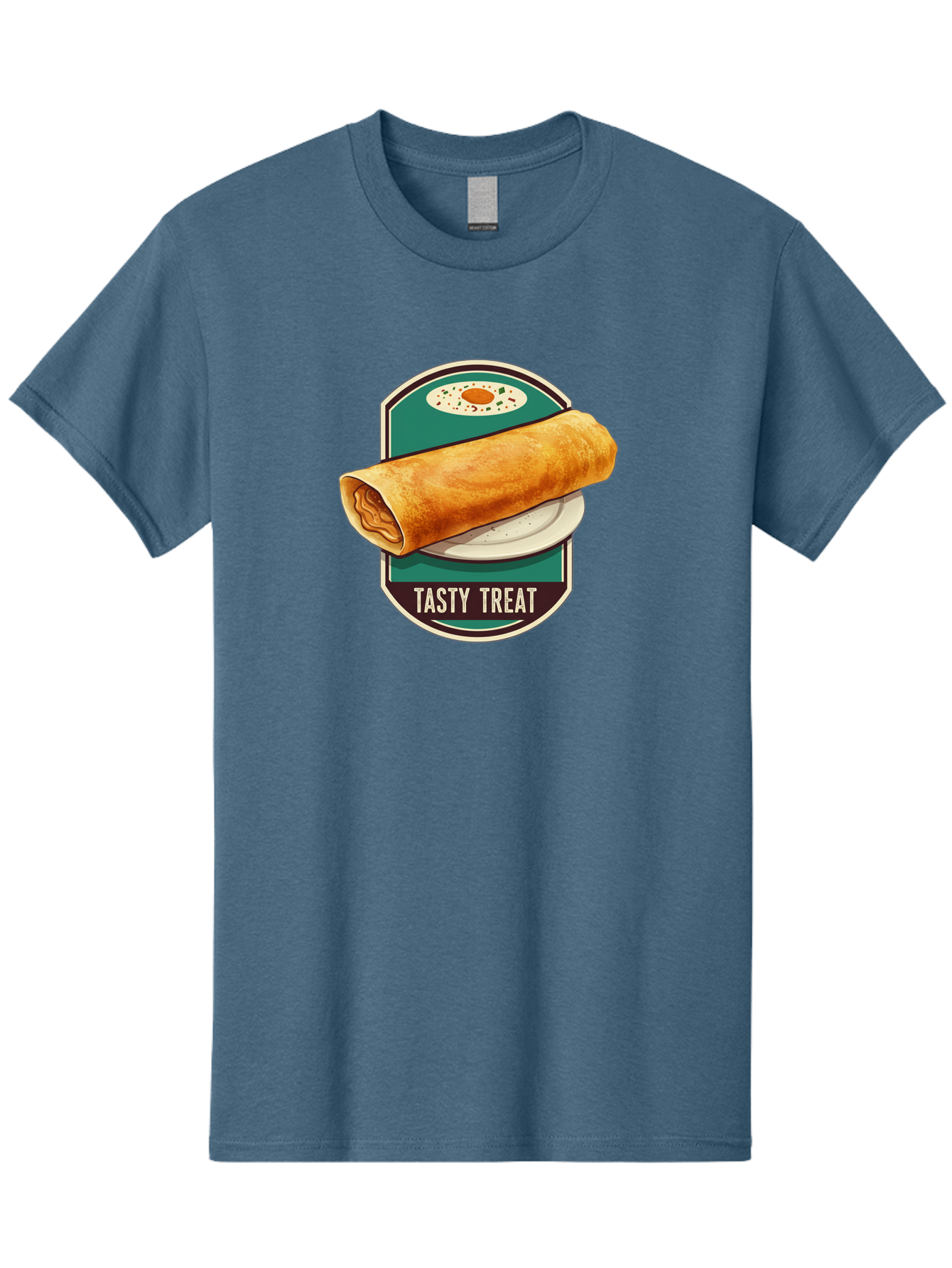 Tasty-Treat-6 Men'S Graphic Tee, 100% Cotton, Comfortable Casual Summer Wear, Machine Washable, Rolled Dosa, Indian Cuisine, Tasty Treat, Dosa On A Plate, South Indian Food, Traditional Dish, Savory Crepe, Street Food, Authentic Flavors, Bab515