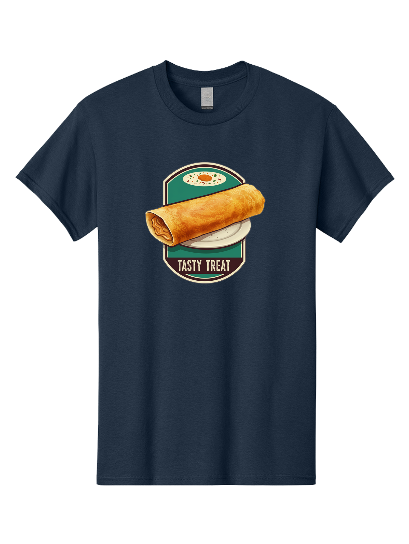 Tasty-Treat-6 Men'S Graphic Tee, 100% Cotton, Comfortable Casual Summer Wear, Machine Washable, Rolled Dosa, Indian Cuisine, Tasty Treat, Dosa On A Plate, South Indian Food, Traditional Dish, Savory Crepe, Street Food, Authentic Flavors, Bab515