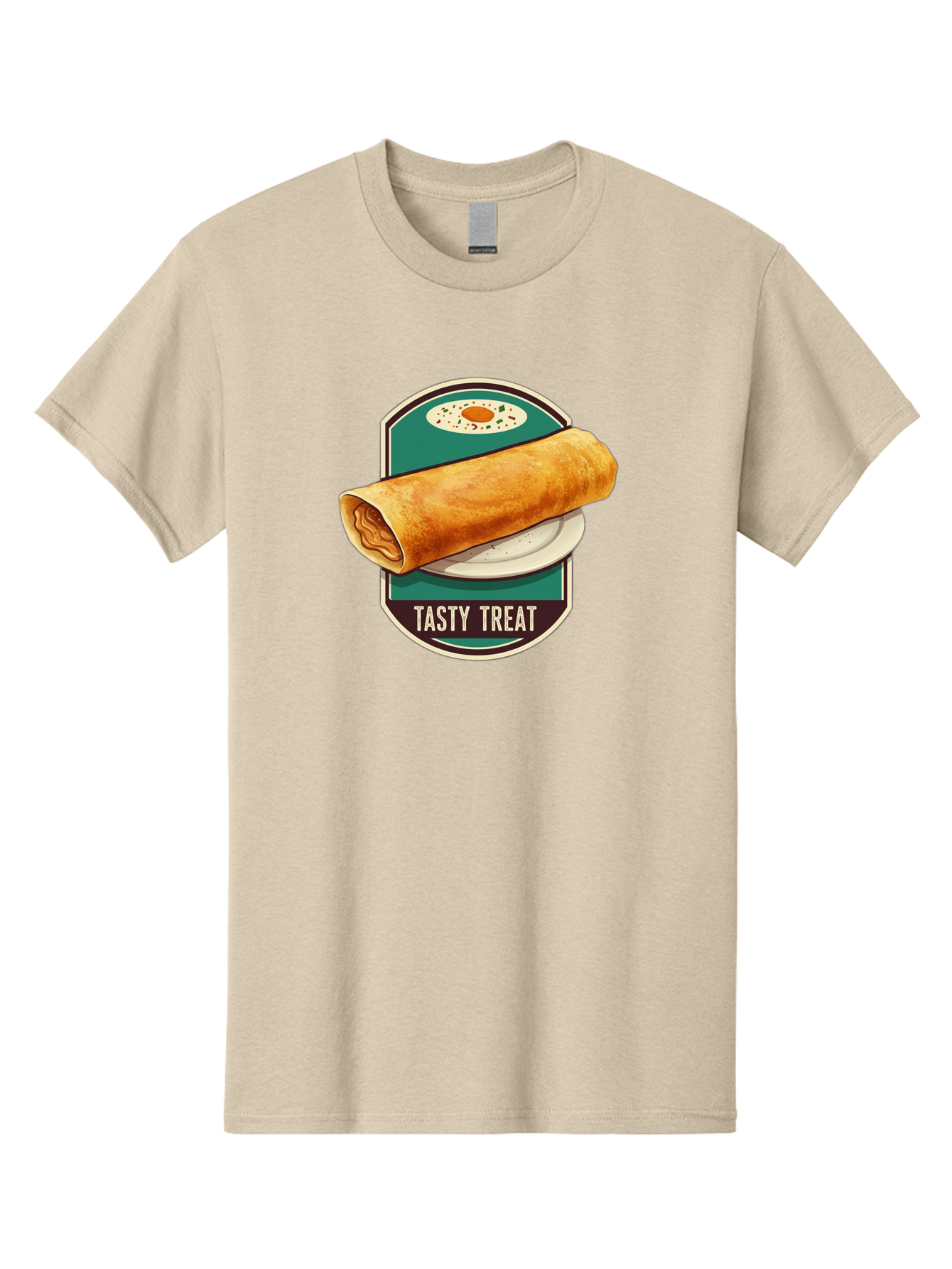Tasty-Treat-6 Men'S Graphic Tee, 100% Cotton, Comfortable Casual Summer Wear, Machine Washable, Rolled Dosa, Indian Cuisine, Tasty Treat, Dosa On A Plate, South Indian Food, Traditional Dish, Savory Crepe, Street Food, Authentic Flavors, Bab515