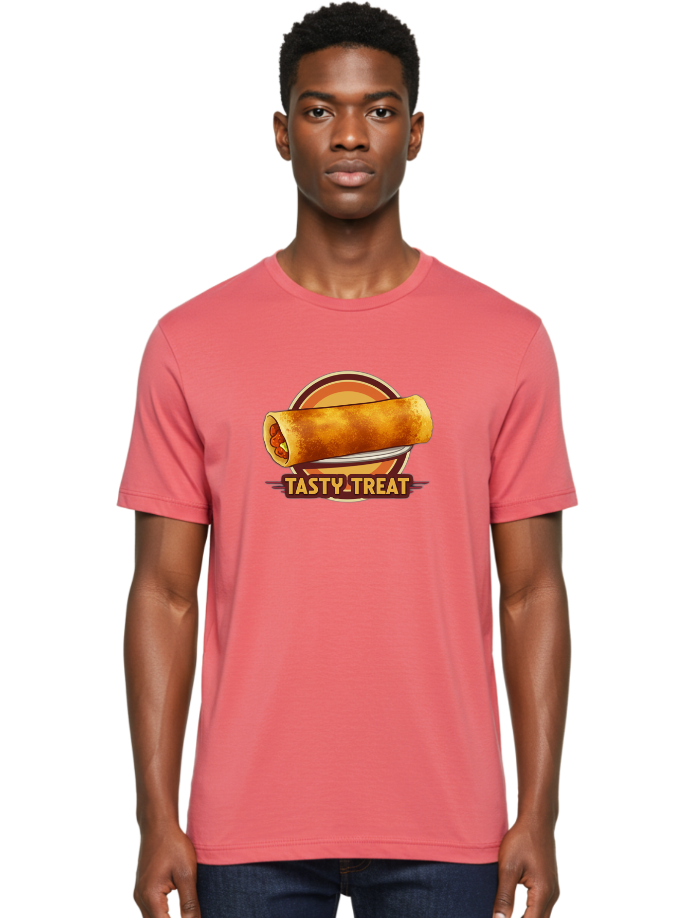 Tasty-Treat-7 Men'S Graphic Tee, 100% Cotton, Comfortable Casual Summer Wear, Machine Washable, Delicious Spring Roll, Tasty Filling, Savory Snack, Crispy Texture, Appetizing Dish, Finger Food, Meal On The Go, Street Food Style, Bab516