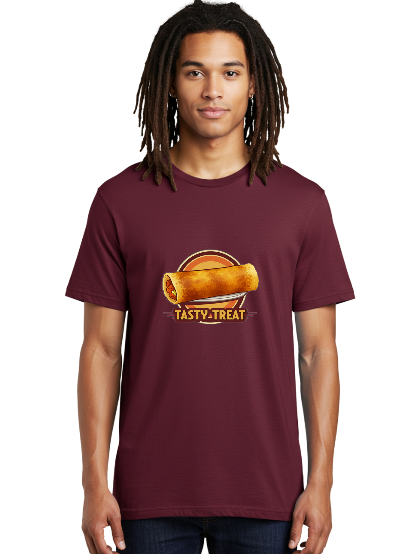 Tasty-Treat-7 Men'S Graphic Tee, 100% Cotton, Comfortable Casual Summer Wear, Machine Washable, Delicious Spring Roll, Tasty Filling, Savory Snack, Crispy Texture, Appetizing Dish, Finger Food, Meal On The Go, Street Food Style, Bab516