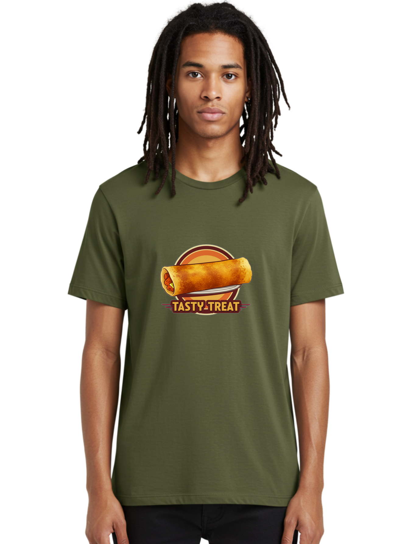 Tasty-Treat-7 Men'S Graphic Tee, 100% Cotton, Comfortable Casual Summer Wear, Machine Washable, Delicious Spring Roll, Tasty Filling, Savory Snack, Crispy Texture, Appetizing Dish, Finger Food, Meal On The Go, Street Food Style, Bab516