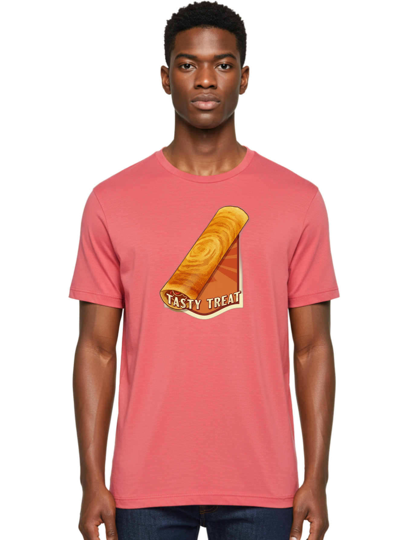 Tasty-Treat-8 Men'S Graphic Tee, 100% Cotton, Comfortable Casual Summer Wear, Machine Washable, Tasty Treat, Sweet Roll, Swirly Pastry, Golden Brown, Dessert, Snack, Treat, Sweet Tooth, Pastry Delight, Delicious Food Bab517