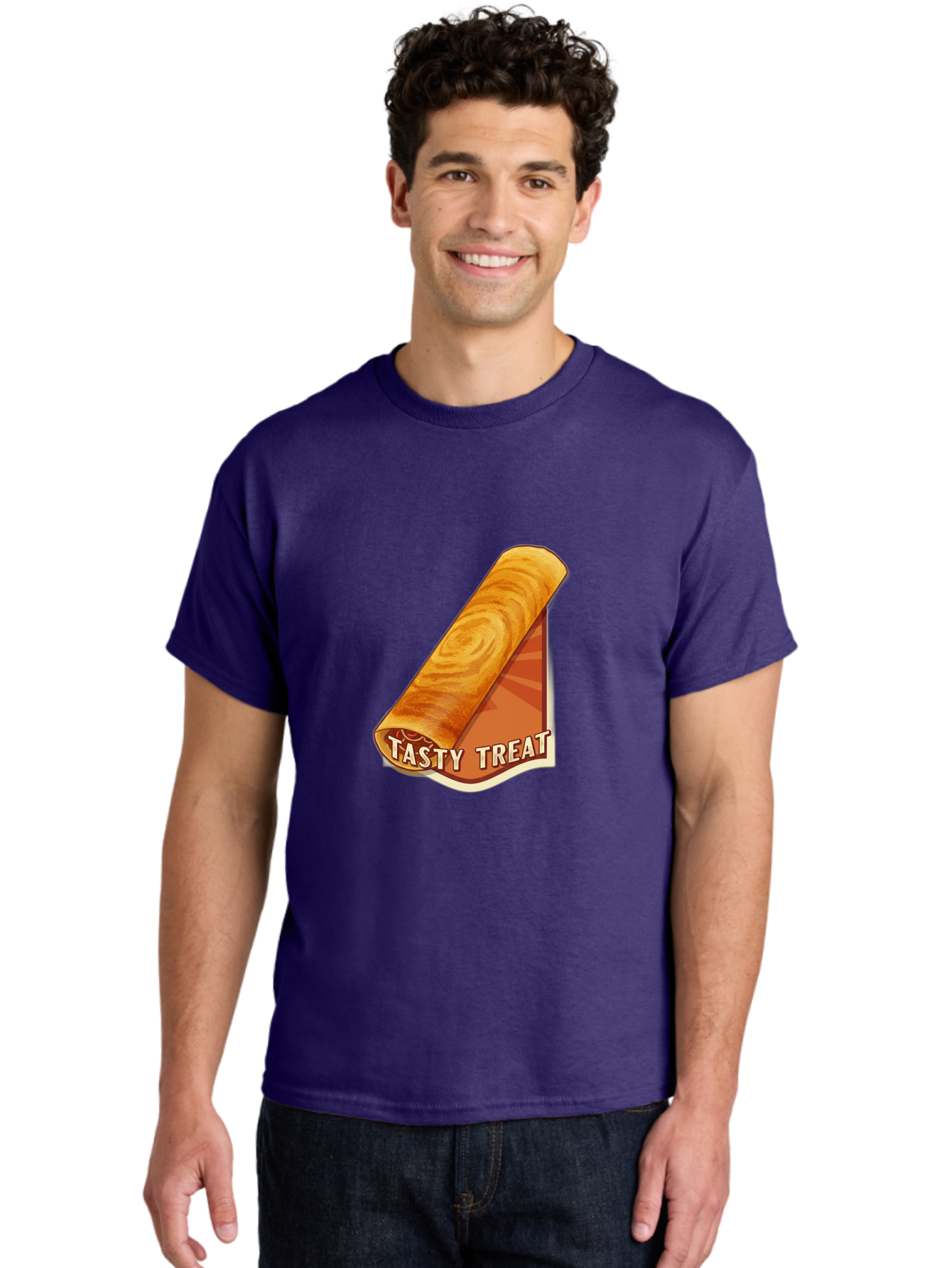 Tasty-Treat-8 Men'S Graphic Tee, 100% Cotton, Comfortable Casual Summer Wear, Machine Washable, Tasty Treat, Sweet Roll, Swirly Pastry, Golden Brown, Dessert, Snack, Treat, Sweet Tooth, Pastry Delight, Delicious Food Bab517