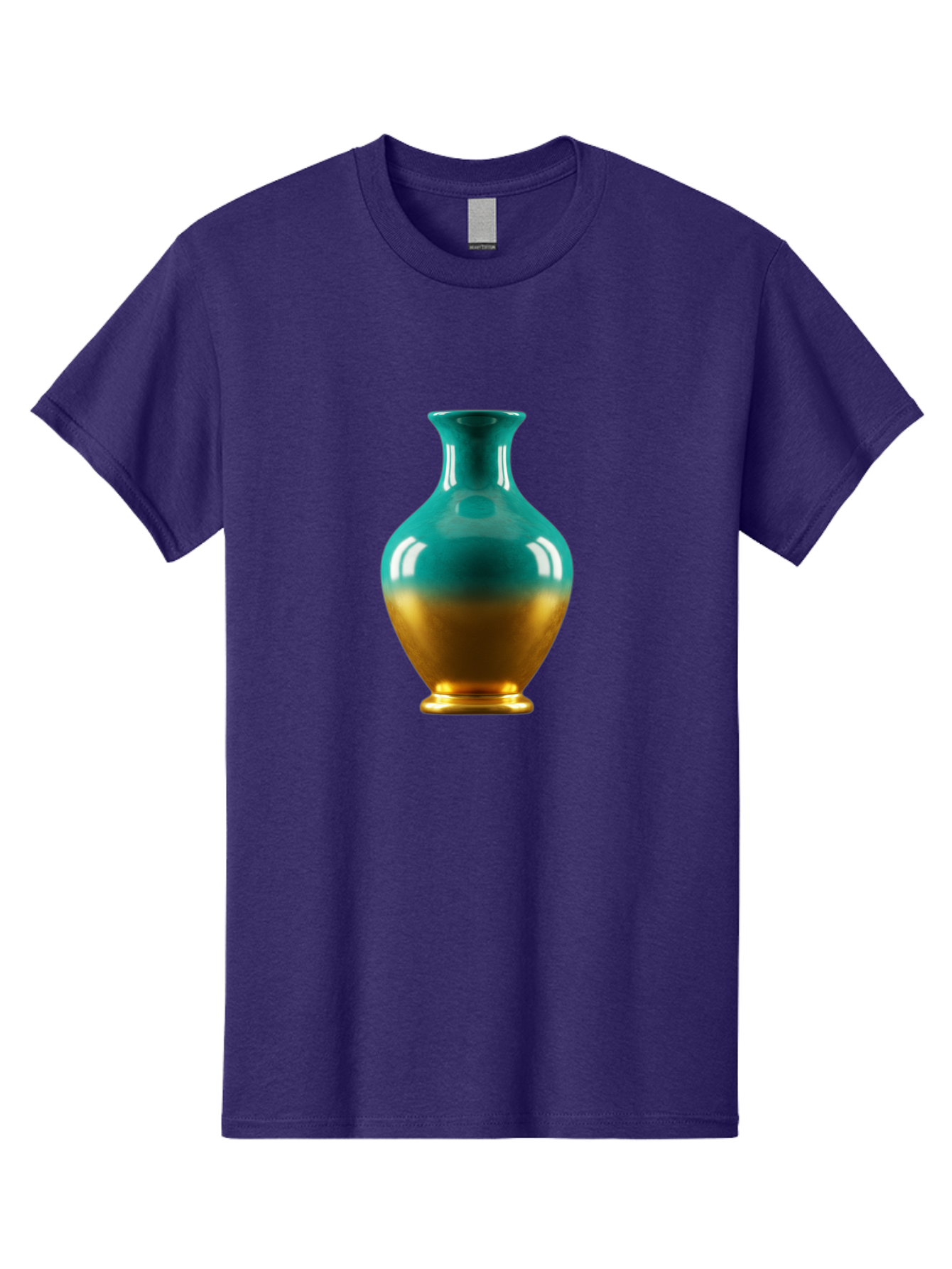 Teal-Gold-Vase Men'S Graphic Tee, 100% Cotton, Comfortable Casual Summer Wear, Machine Washable, Ceramic Vase, Teal And Gold Vase, Glossy Finish, Gradient Colors, Decorative Vase, Home Decor, Elegant Design, Modern Pottery, Bab522