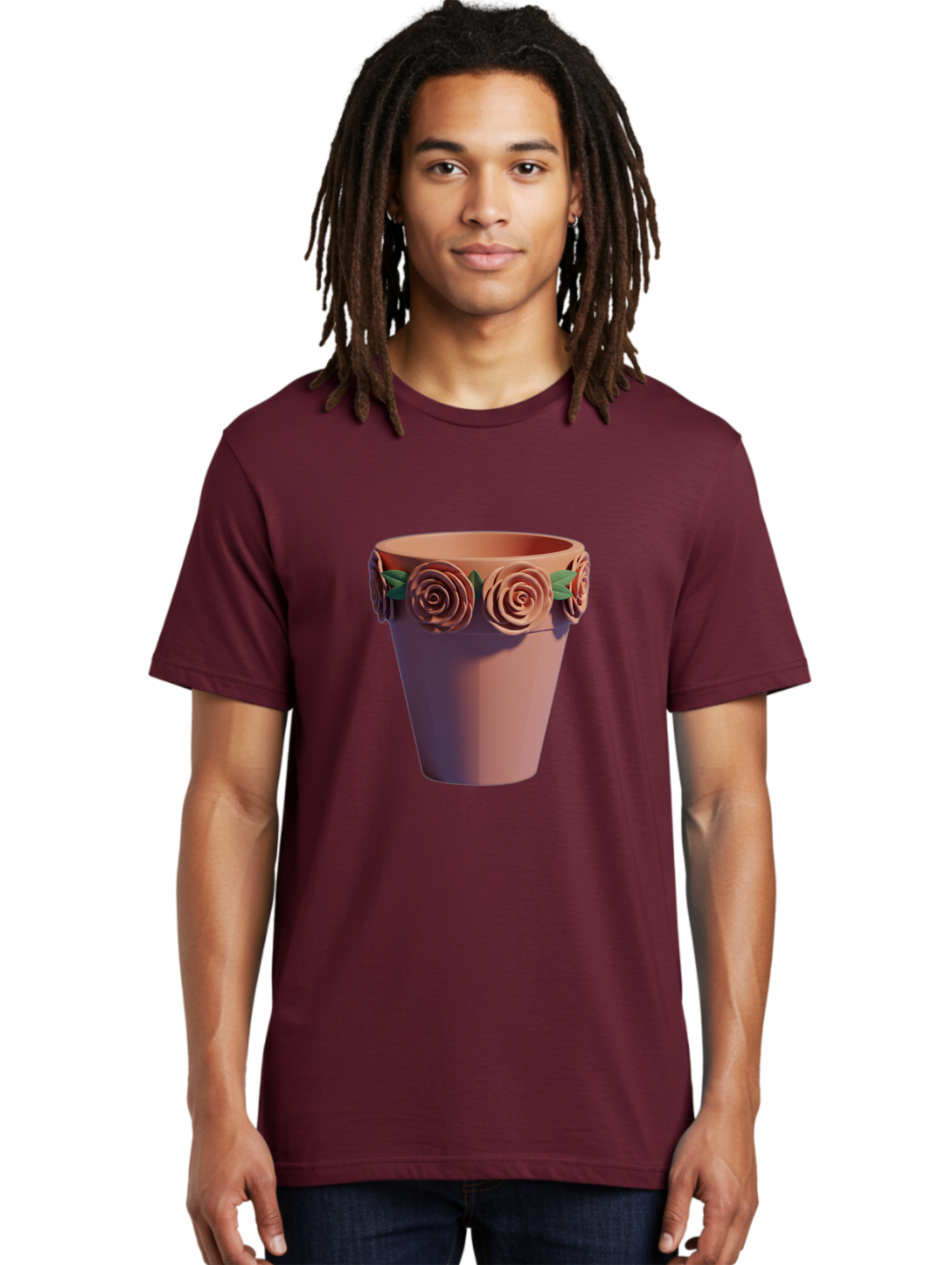 Terracotta-Pot Men'S Graphic Tee, 100% Cotton, Comfortable Casual Summer Wear, Machine Washable, Terracotta Pot, Flower Pot, Decorative Planter, Roses Decoration, Ceramic Vase, Home Decor, Gardening, Floral Arrangement Bab525