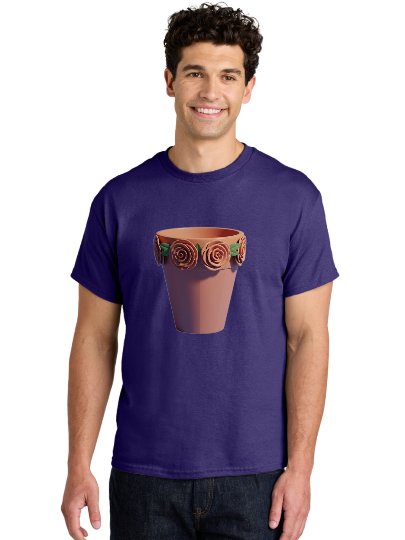 Terracotta-Pot Men'S Graphic Tee, 100% Cotton, Comfortable Casual Summer Wear, Machine Washable, Terracotta Pot, Flower Pot, Decorative Planter, Roses Decoration, Ceramic Vase, Home Decor, Gardening, Floral Arrangement Bab525