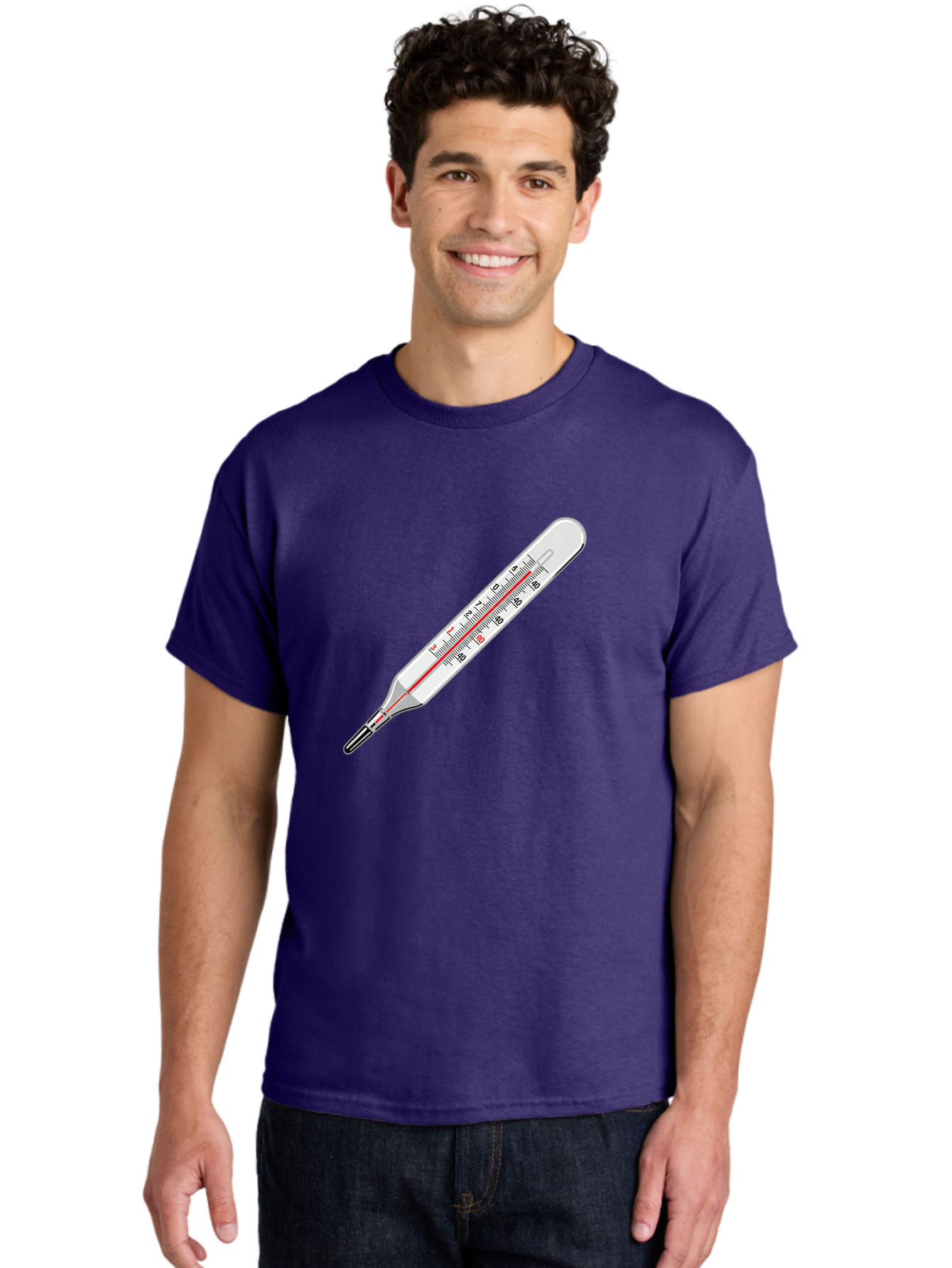 Thermometer-38-6 Men'S Graphic Tee, 100% Cotton, Comfortable Casual Summer Wear, Machine Washable, Medical Thermometer, Temperature Measurement, Health Monitoring, Red Mercury Column, Celsius Scale, 39 Degrees, Medical Equipment, Bab530