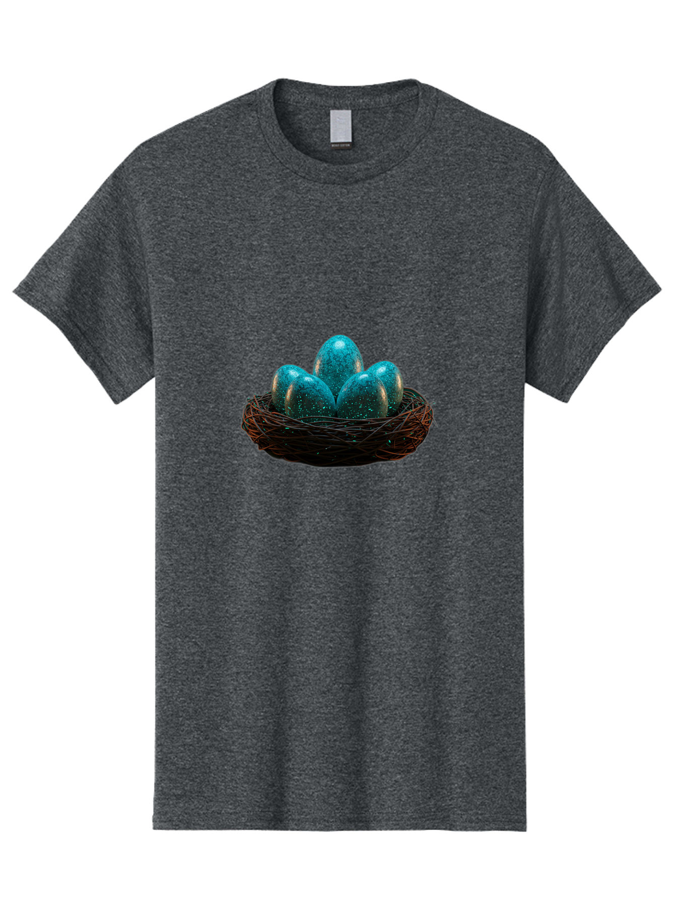 Three-Blue-Eggs-In-A-Nest Men'S Graphic Tee, 100% Cotton, Comfortable Casual Summer Wear, Machine Washable, Blue Eggs, Bird'S Nest, Twig Nest, Speckled Eggs, Shiny Eggs, Natural Elements, Earthy Tones, Symbolic Eggs, Decorative Nest Bab532