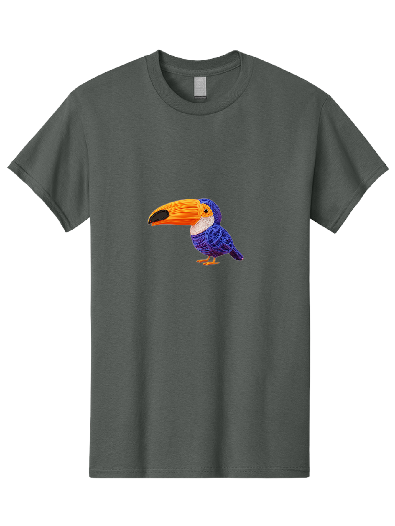 Toucan Men'S Graphic Tee, 100% Cotton, Comfortable Casual Summer Wear, Machine Washable, Toucan Bird, Colorful Illustration, Vibrant Plumage, Large Beak, Tropical Bird, Orange Beak, Blue Feathers, Yellow Feet, Digital Art, Creative Design Bab541