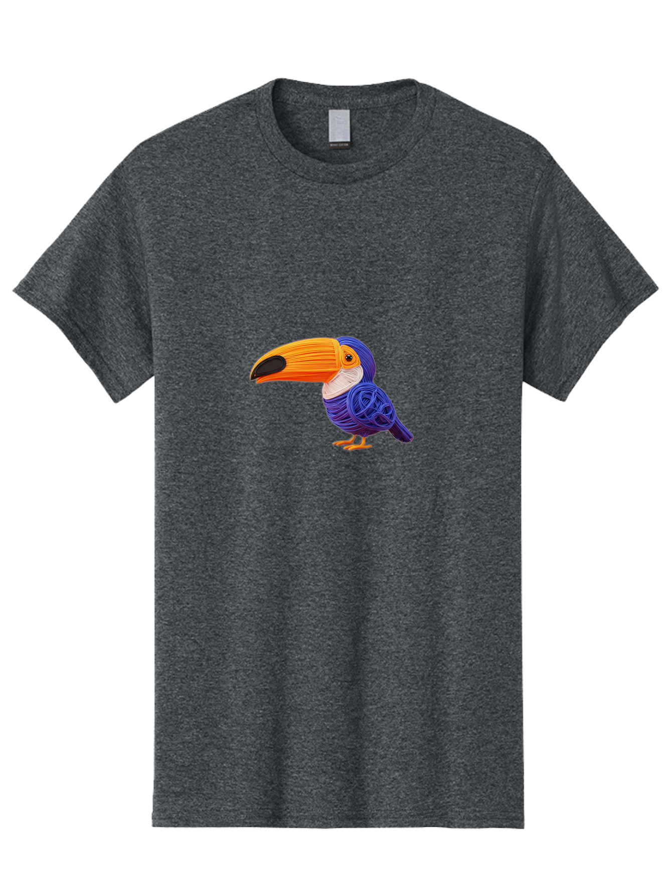 Toucan Men'S Graphic Tee, 100% Cotton, Comfortable Casual Summer Wear, Machine Washable, Toucan Bird, Colorful Illustration, Vibrant Plumage, Large Beak, Tropical Bird, Orange Beak, Blue Feathers, Yellow Feet, Digital Art, Creative Design Bab541