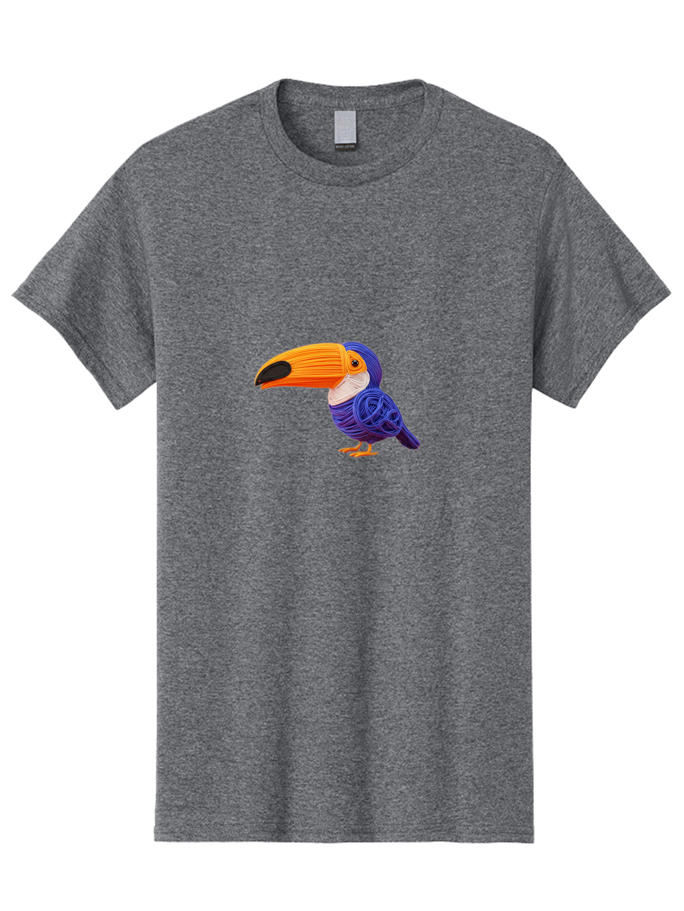 Toucan Men'S Graphic Tee, 100% Cotton, Comfortable Casual Summer Wear, Machine Washable, Toucan Bird, Colorful Illustration, Vibrant Plumage, Large Beak, Tropical Bird, Orange Beak, Blue Feathers, Yellow Feet, Digital Art, Creative Design Bab541