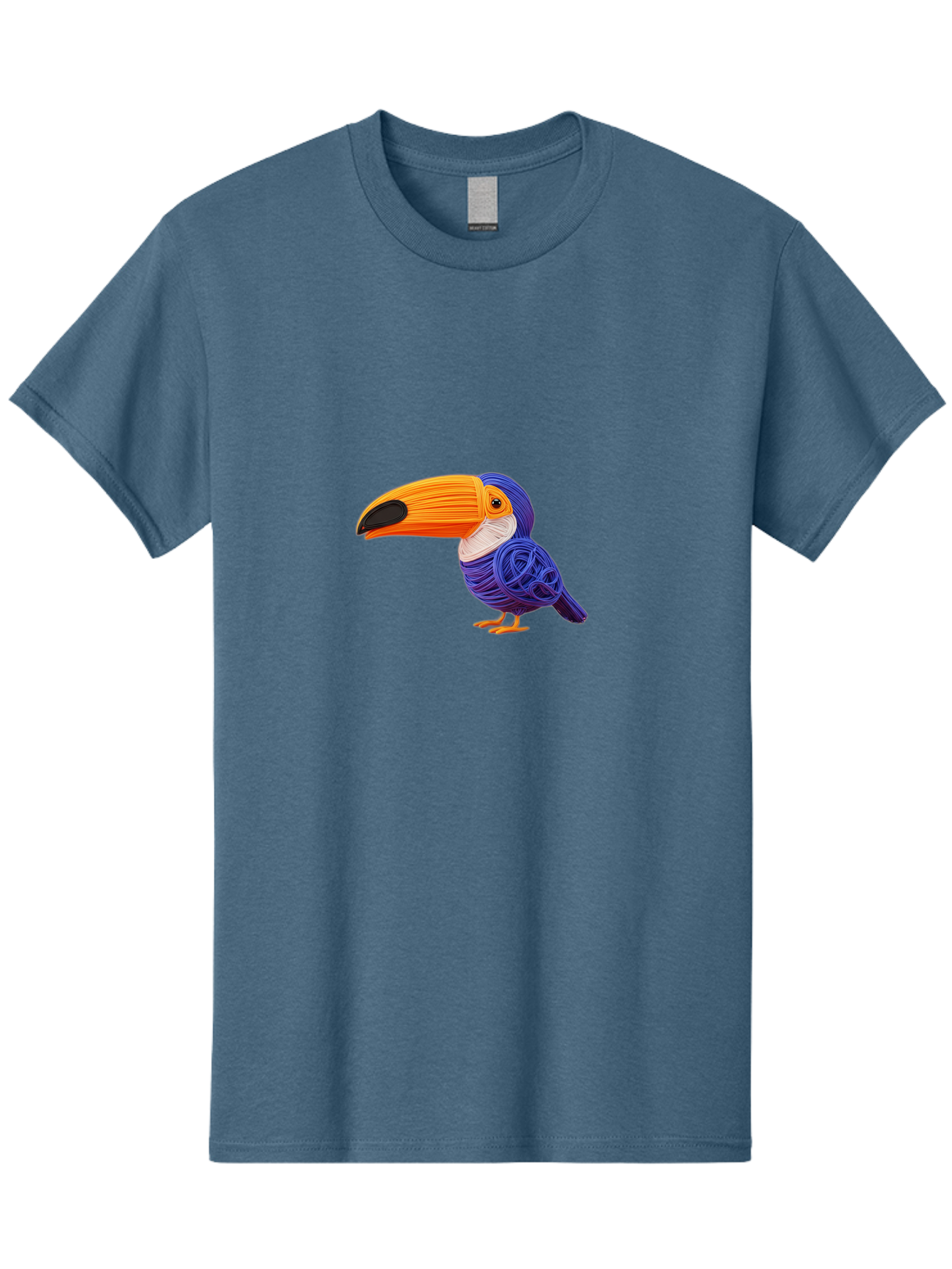 Toucan Men'S Graphic Tee, 100% Cotton, Comfortable Casual Summer Wear, Machine Washable, Toucan Bird, Colorful Illustration, Vibrant Plumage, Large Beak, Tropical Bird, Orange Beak, Blue Feathers, Yellow Feet, Digital Art, Creative Design Bab541
