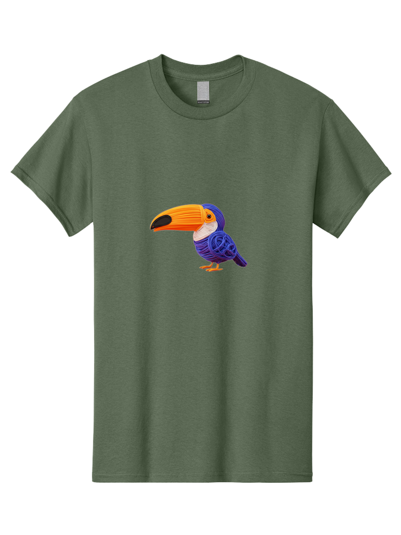 Toucan Men'S Graphic Tee, 100% Cotton, Comfortable Casual Summer Wear, Machine Washable, Toucan Bird, Colorful Illustration, Vibrant Plumage, Large Beak, Tropical Bird, Orange Beak, Blue Feathers, Yellow Feet, Digital Art, Creative Design Bab541