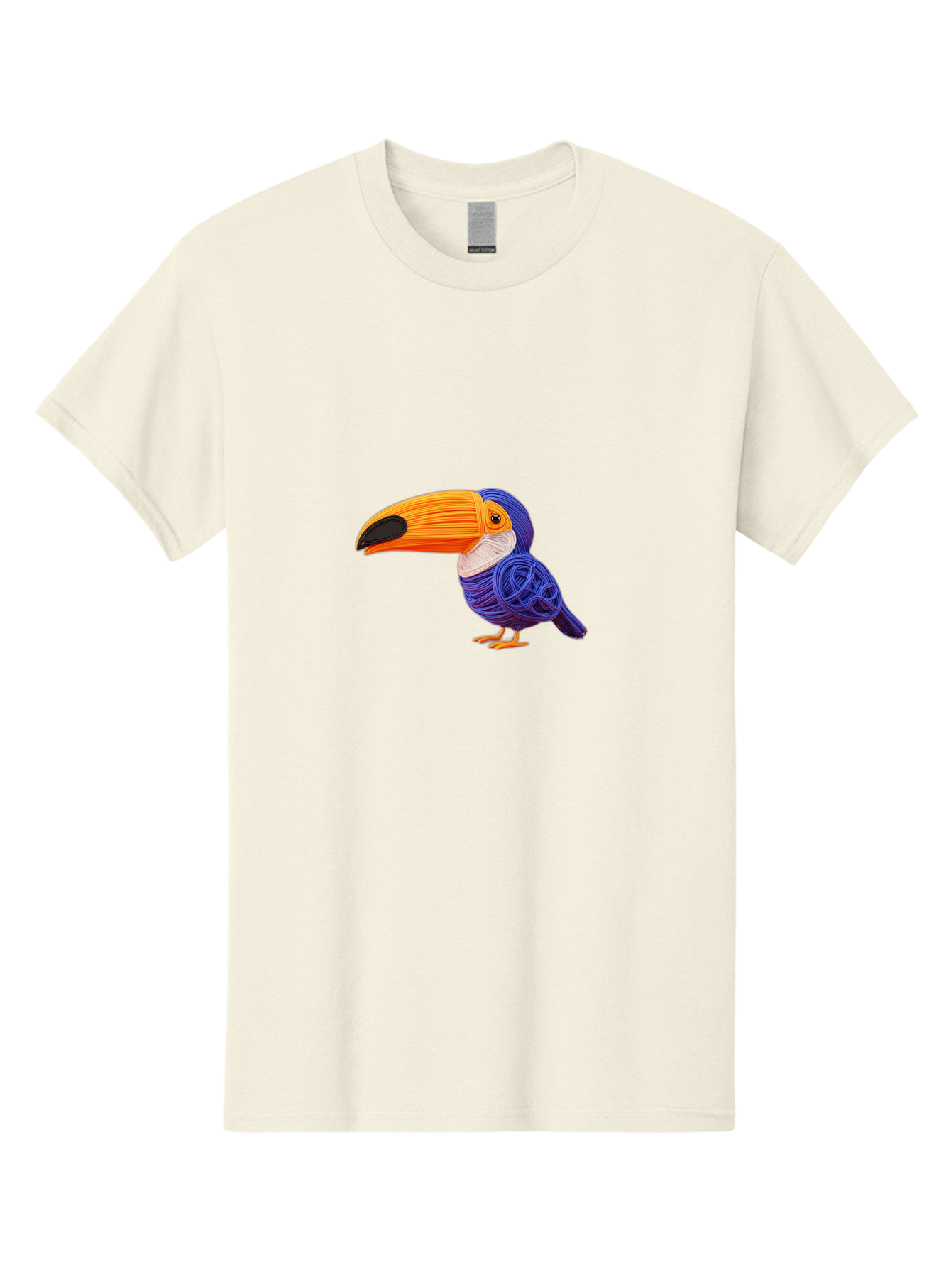Toucan Men'S Graphic Tee, 100% Cotton, Comfortable Casual Summer Wear, Machine Washable, Toucan Bird, Colorful Illustration, Vibrant Plumage, Large Beak, Tropical Bird, Orange Beak, Blue Feathers, Yellow Feet, Digital Art, Creative Design Bab541