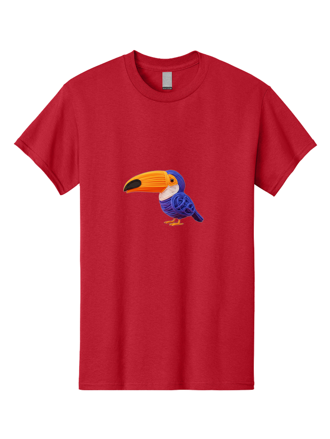 Toucan Men'S Graphic Tee, 100% Cotton, Comfortable Casual Summer Wear, Machine Washable, Toucan Bird, Colorful Illustration, Vibrant Plumage, Large Beak, Tropical Bird, Orange Beak, Blue Feathers, Yellow Feet, Digital Art, Creative Design Bab541