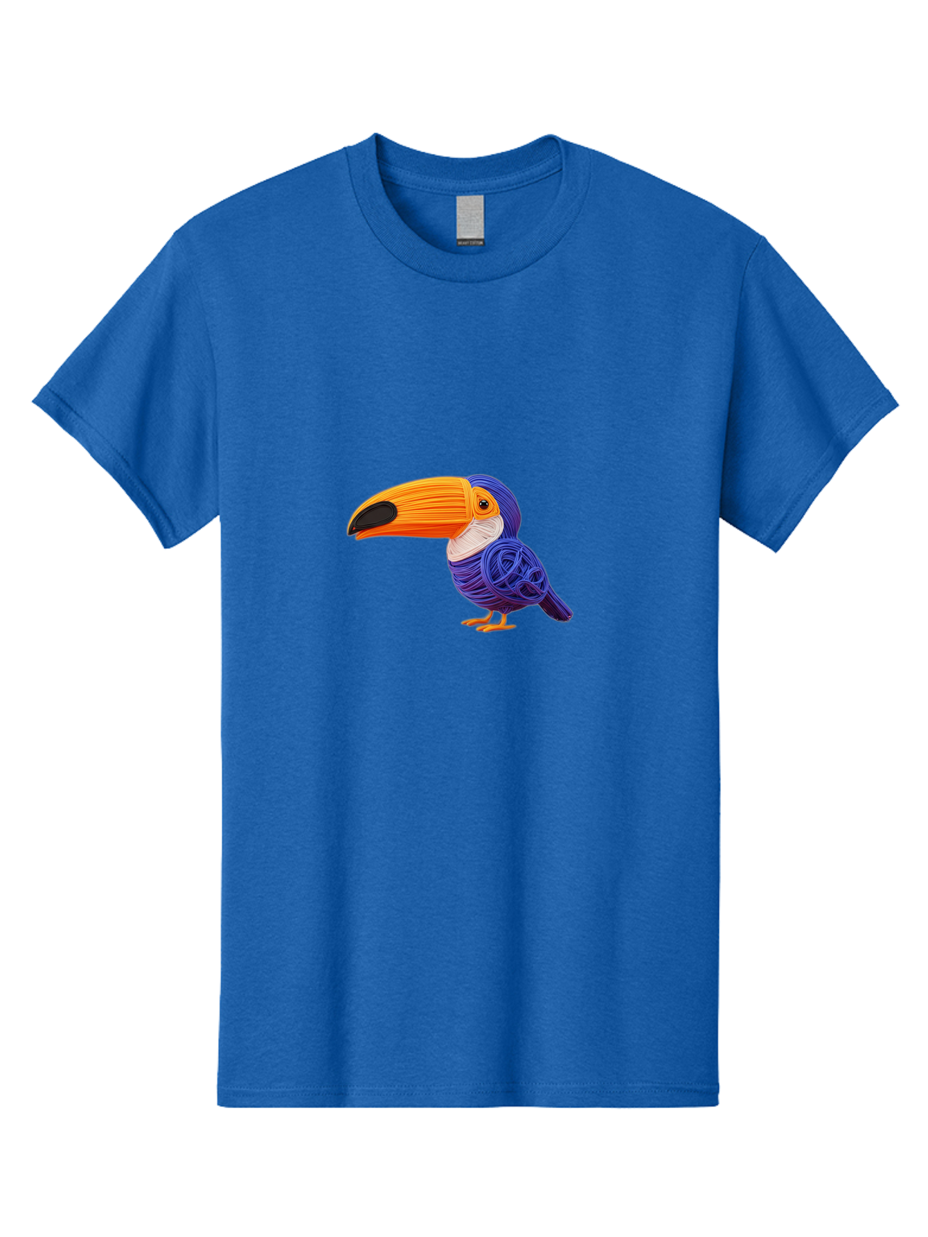 Toucan Men'S Graphic Tee, 100% Cotton, Comfortable Casual Summer Wear, Machine Washable, Toucan Bird, Colorful Illustration, Vibrant Plumage, Large Beak, Tropical Bird, Orange Beak, Blue Feathers, Yellow Feet, Digital Art, Creative Design Bab541