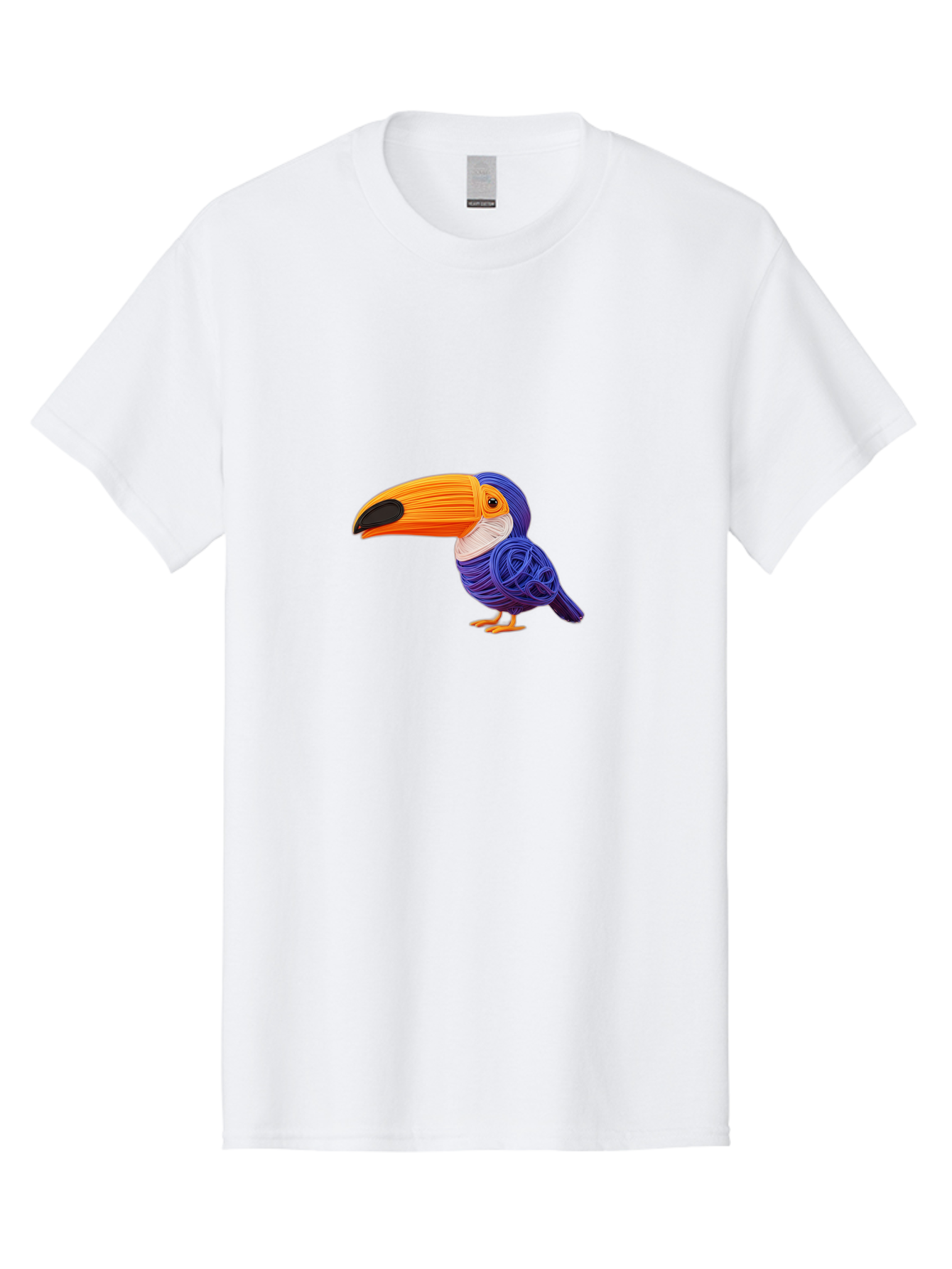 Toucan Men'S Graphic Tee, 100% Cotton, Comfortable Casual Summer Wear, Machine Washable, Toucan Bird, Colorful Illustration, Vibrant Plumage, Large Beak, Tropical Bird, Orange Beak, Blue Feathers, Yellow Feet, Digital Art, Creative Design Bab541
