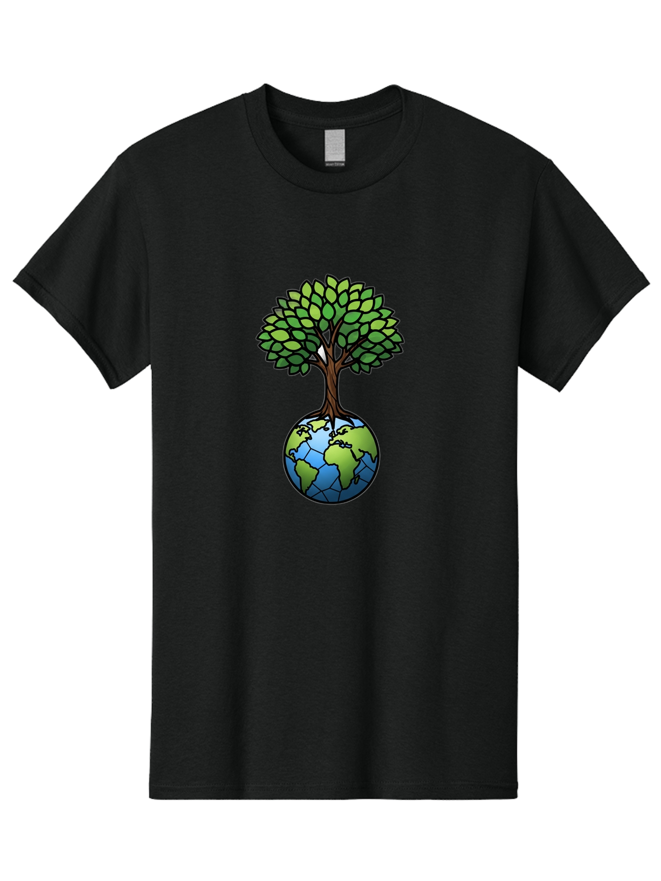 Tree-Growing-On-Globe Men'S Graphic Tee, 100% Cotton, Comfortable Casual Summer Wear, Machine Washable, Tree Growing From The Earth, Eco-Friendly Symbol, Environmental Conservation, Sustainable Living, Global Unity, Nature Preservation, Bab545