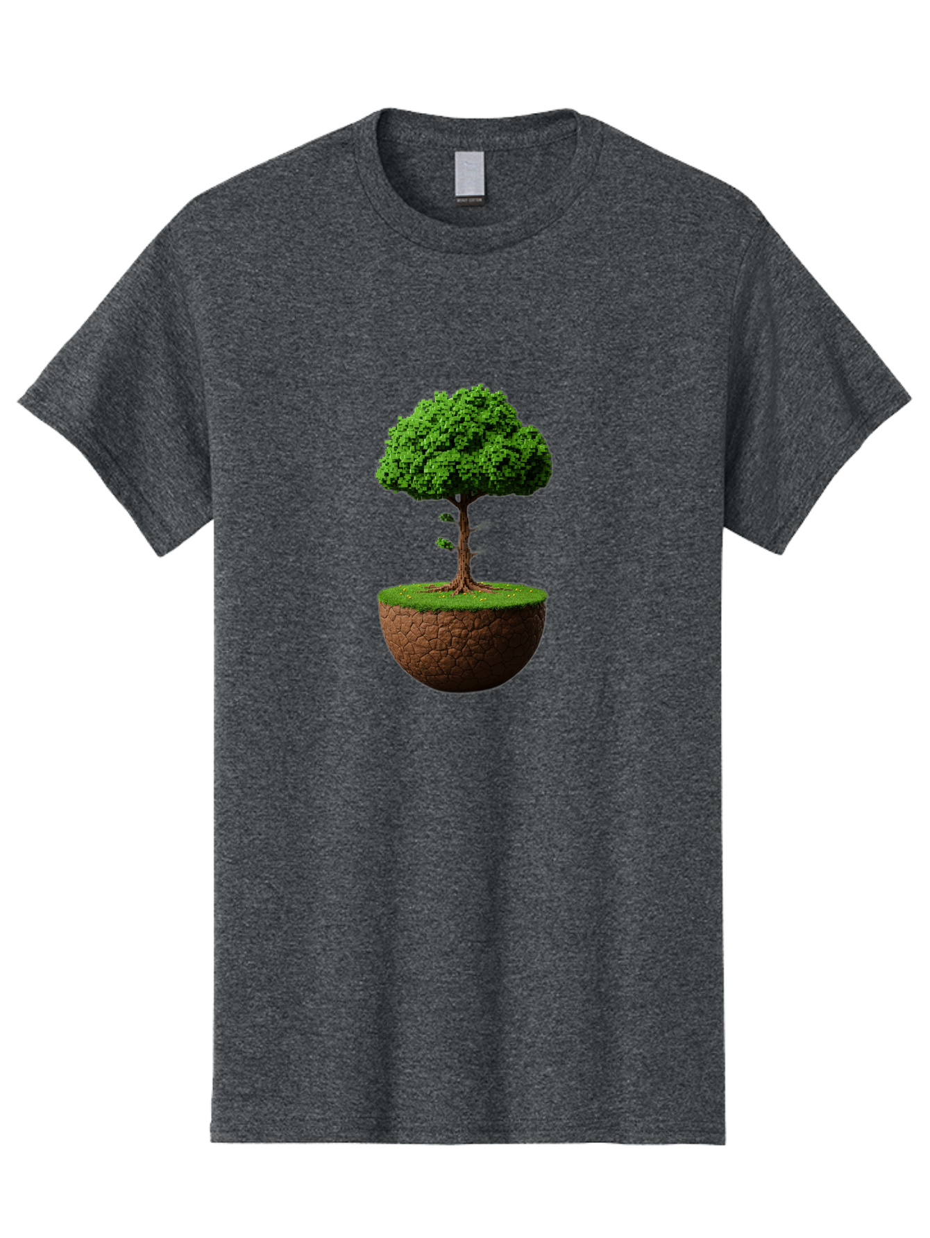 Tree-On-Soil Men'S Graphic Tee, 100% Cotton, Comfortable Casual Summer Wear, Machine Washable, Tree On A Mound Of Soil, Cracked Earth, Lush Foliage, Earthy Tones, 3D Rendering, Digital Art, Environmental Theme, Natural Scenery, Bab549