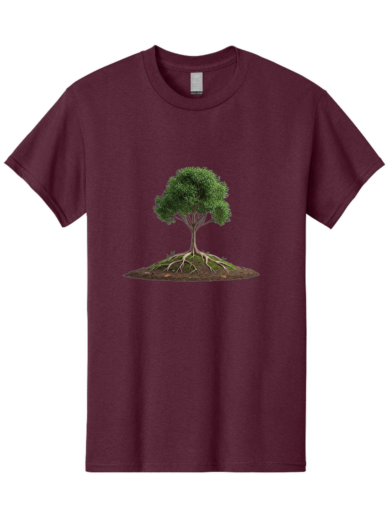 Tree-With-Exposed-Roots Men'S Graphic Tee, 100% Cotton, Comfortable Casual Summer Wear, Machine Washable, Tree With Exposed Roots, Green Leaves, Earthy Tones, Natural Scenery, Outdoor Landscape, Growth, Foliage, Branches, Trunk, Sprouts Bab550