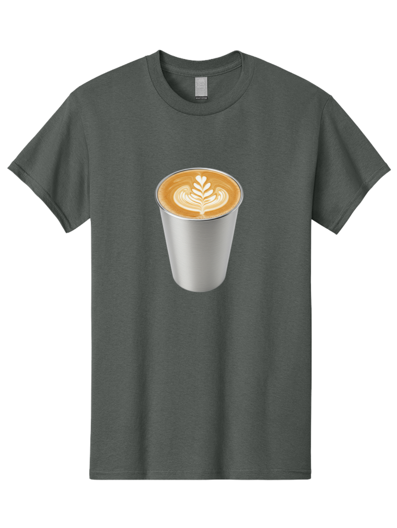 Tulip-Latte Men'S Graphic Tee, 100% Cotton, Comfortable Casual Summer Wear, Machine Washable, Coffee In A Cup, Latte Art, Heart Leaf Design, Silver Cup, Coffee Drink, Coffee Culture, Espresso, Creamy Foam, Morning Coffee, Caffeine Boost Bab558