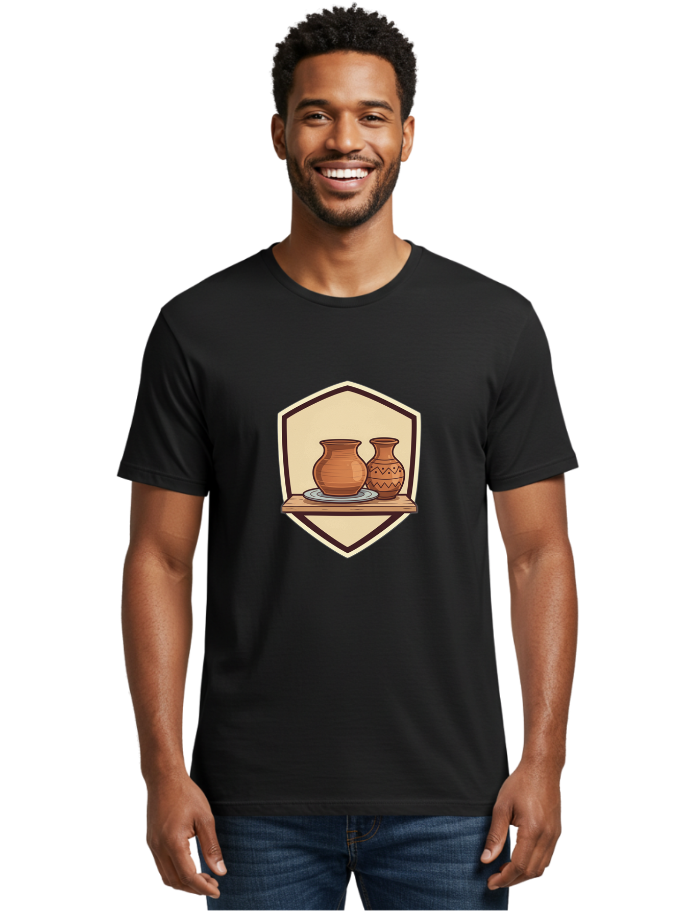 Two-Clay-Pots Men'S Graphic Tee, 100% Cotton, Comfortable Casual Summer Wear, Machine Washable, Clay Pots, Terracotta, Pottery, Decorative Vases, Traditional Crafts, Handcrafted Ceramics, Vintage Decor Bab561