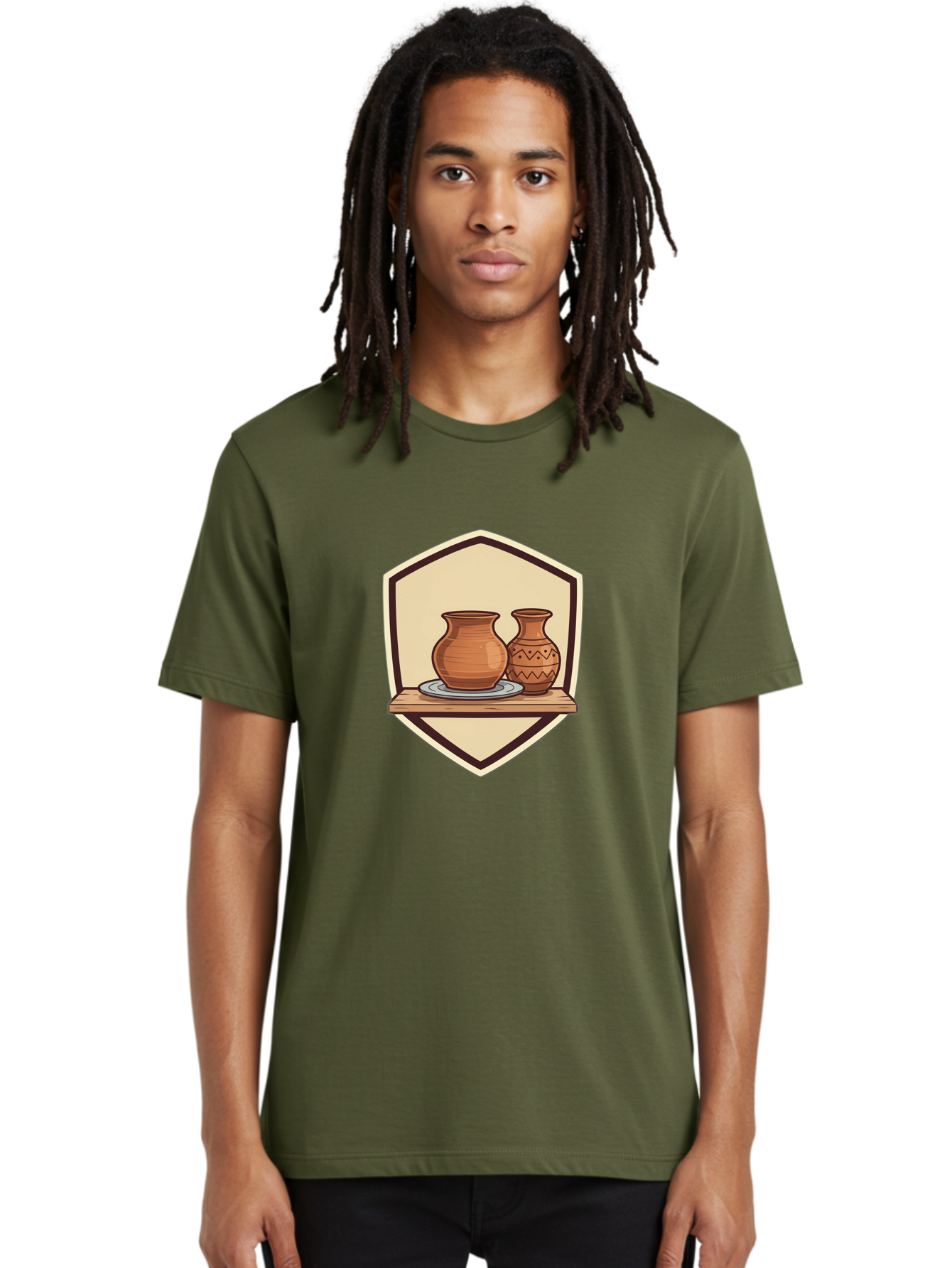 Two-Clay-Pots Men'S Graphic Tee, 100% Cotton, Comfortable Casual Summer Wear, Machine Washable, Clay Pots, Terracotta, Pottery, Decorative Vases, Traditional Crafts, Handcrafted Ceramics, Vintage Decor Bab561