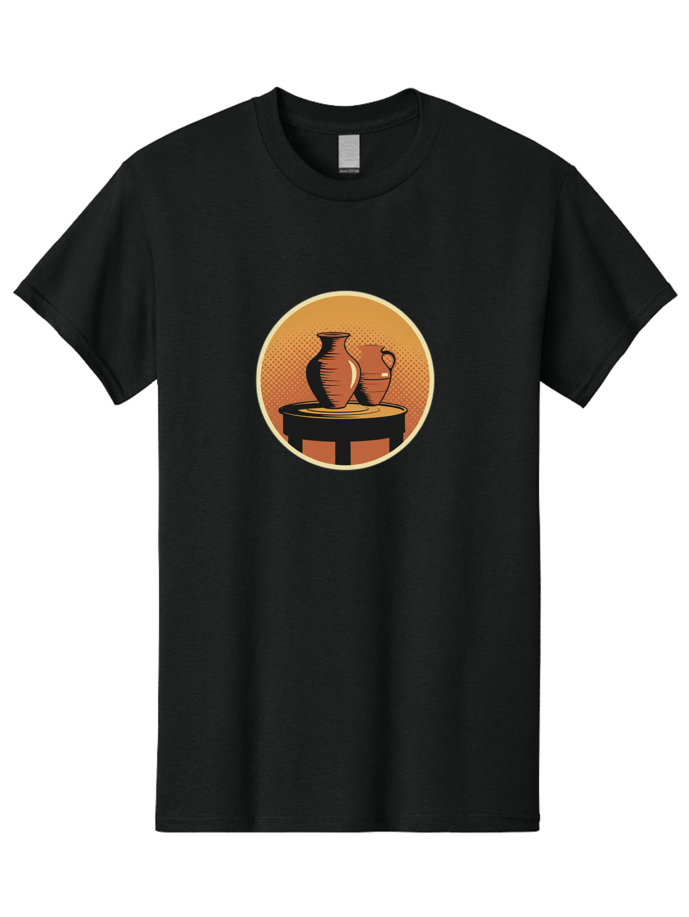 Two-Vases-On-Table Men'S Graphic Tee, 100% Cotton, Comfortable Casual Summer Wear, Machine Washable, Vintage Clay Jugs, Pottery, Ceramic Vases, Traditional Craftsmanship, Warm, Earthy Tones, Rustic, Textured Background, Antique, Classic Decor Bab564