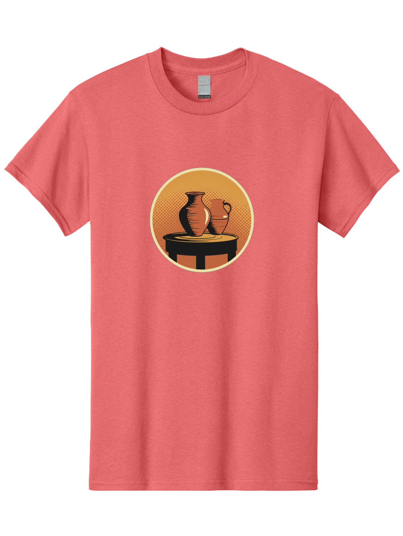Two-Vases-On-Table Men'S Graphic Tee, 100% Cotton, Comfortable Casual Summer Wear, Machine Washable, Vintage Clay Jugs, Pottery, Ceramic Vases, Traditional Craftsmanship, Warm, Earthy Tones, Rustic, Textured Background, Antique, Classic Decor Bab564
