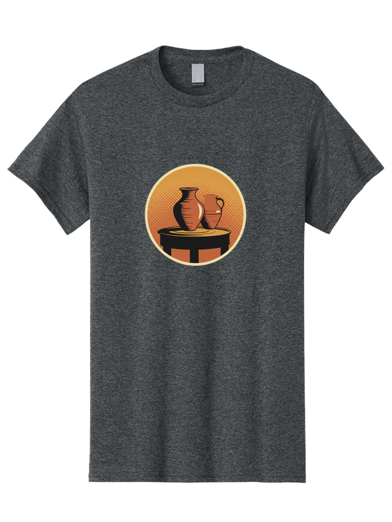 Two-Vases-On-Table Men'S Graphic Tee, 100% Cotton, Comfortable Casual Summer Wear, Machine Washable, Vintage Clay Jugs, Pottery, Ceramic Vases, Traditional Craftsmanship, Warm, Earthy Tones, Rustic, Textured Background, Antique, Classic Decor Bab564