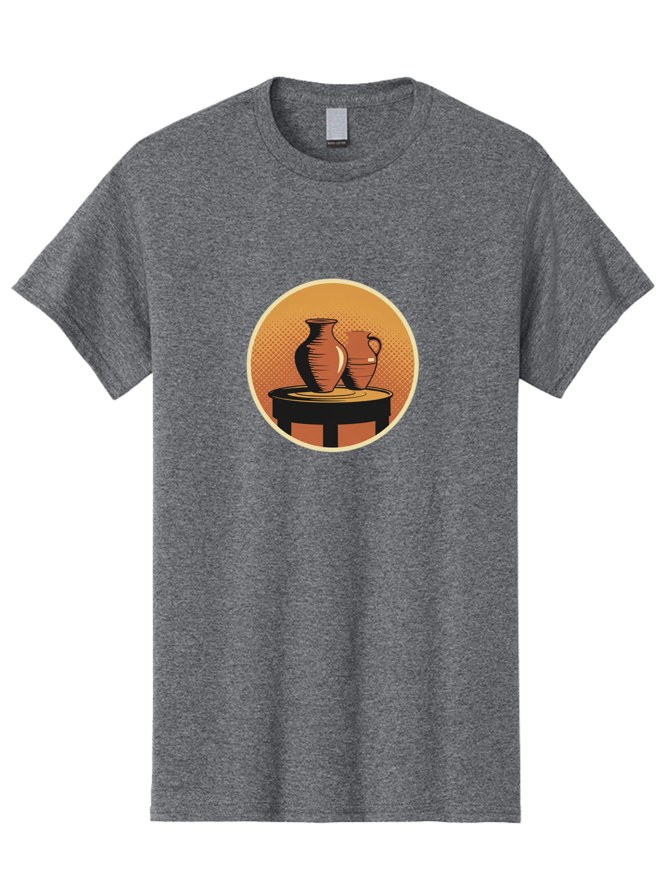Two-Vases-On-Table Men'S Graphic Tee, 100% Cotton, Comfortable Casual Summer Wear, Machine Washable, Vintage Clay Jugs, Pottery, Ceramic Vases, Traditional Craftsmanship, Warm, Earthy Tones, Rustic, Textured Background, Antique, Classic Decor Bab564