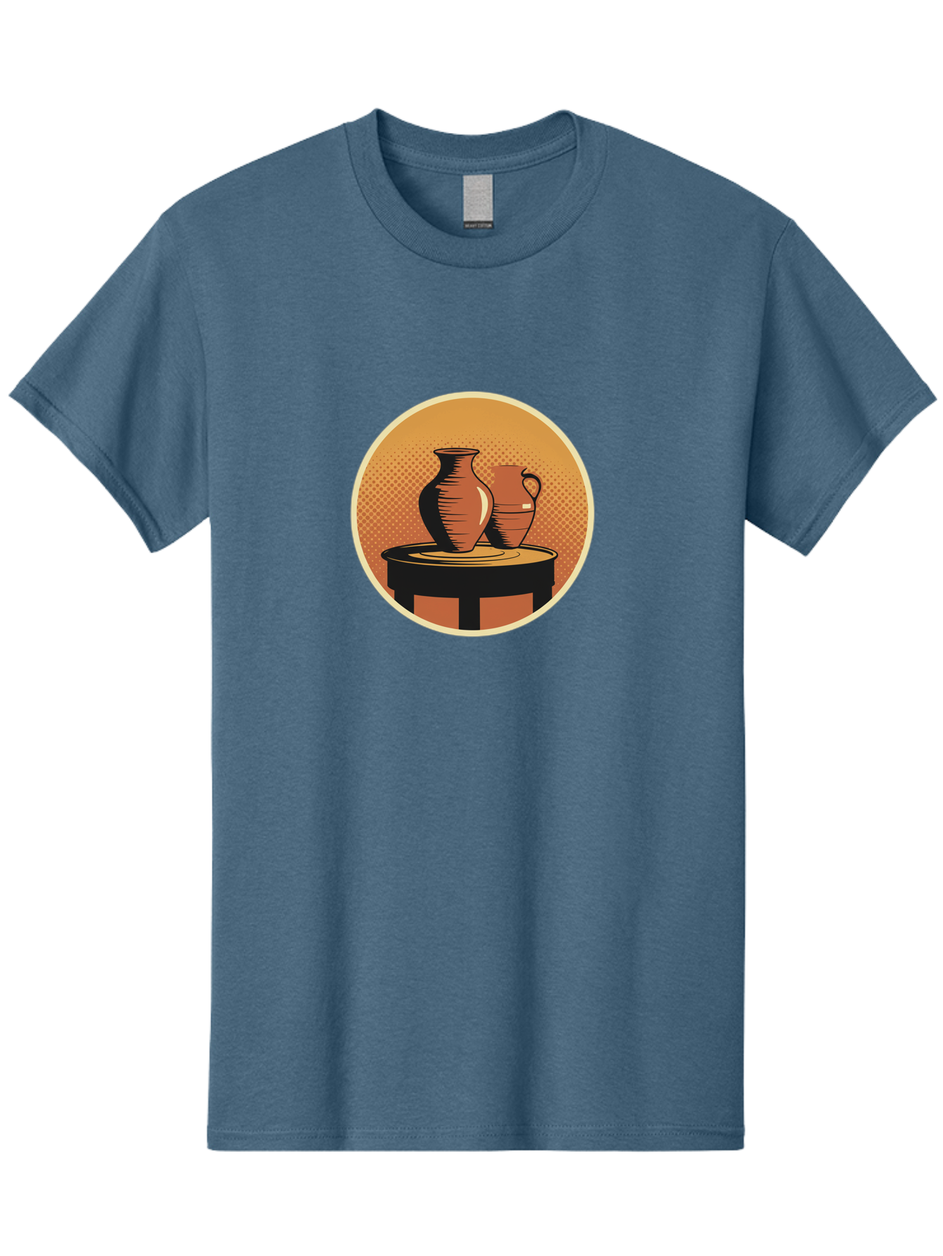 Two-Vases-On-Table Men'S Graphic Tee, 100% Cotton, Comfortable Casual Summer Wear, Machine Washable, Vintage Clay Jugs, Pottery, Ceramic Vases, Traditional Craftsmanship, Warm, Earthy Tones, Rustic, Textured Background, Antique, Classic Decor Bab564