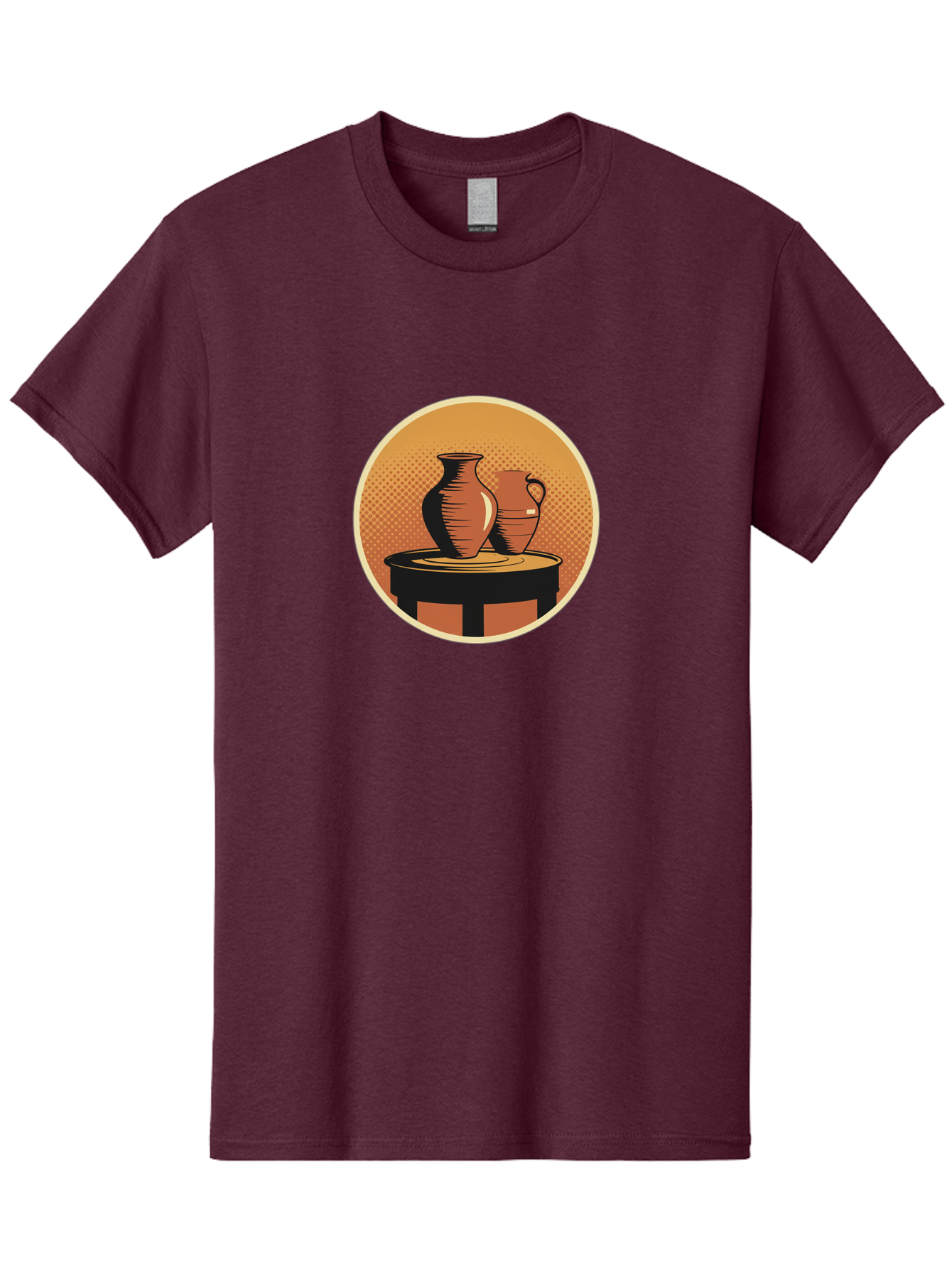 Two-Vases-On-Table Men'S Graphic Tee, 100% Cotton, Comfortable Casual Summer Wear, Machine Washable, Vintage Clay Jugs, Pottery, Ceramic Vases, Traditional Craftsmanship, Warm, Earthy Tones, Rustic, Textured Background, Antique, Classic Decor Bab564