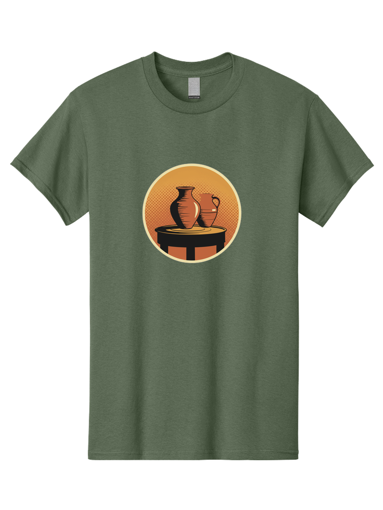 Two-Vases-On-Table Men'S Graphic Tee, 100% Cotton, Comfortable Casual Summer Wear, Machine Washable, Vintage Clay Jugs, Pottery, Ceramic Vases, Traditional Craftsmanship, Warm, Earthy Tones, Rustic, Textured Background, Antique, Classic Decor Bab564