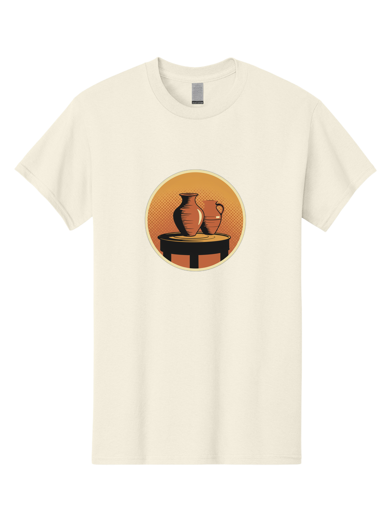 Two-Vases-On-Table Men'S Graphic Tee, 100% Cotton, Comfortable Casual Summer Wear, Machine Washable, Vintage Clay Jugs, Pottery, Ceramic Vases, Traditional Craftsmanship, Warm, Earthy Tones, Rustic, Textured Background, Antique, Classic Decor Bab564