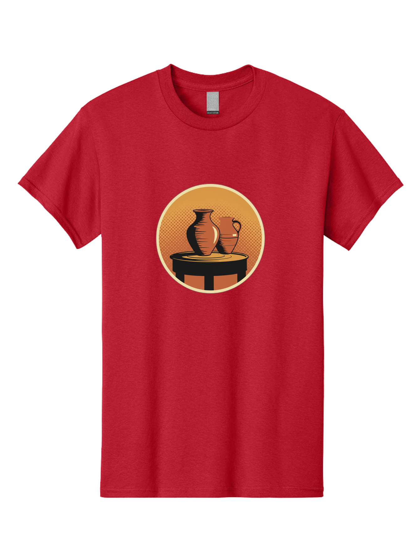Two-Vases-On-Table Men'S Graphic Tee, 100% Cotton, Comfortable Casual Summer Wear, Machine Washable, Vintage Clay Jugs, Pottery, Ceramic Vases, Traditional Craftsmanship, Warm, Earthy Tones, Rustic, Textured Background, Antique, Classic Decor Bab564