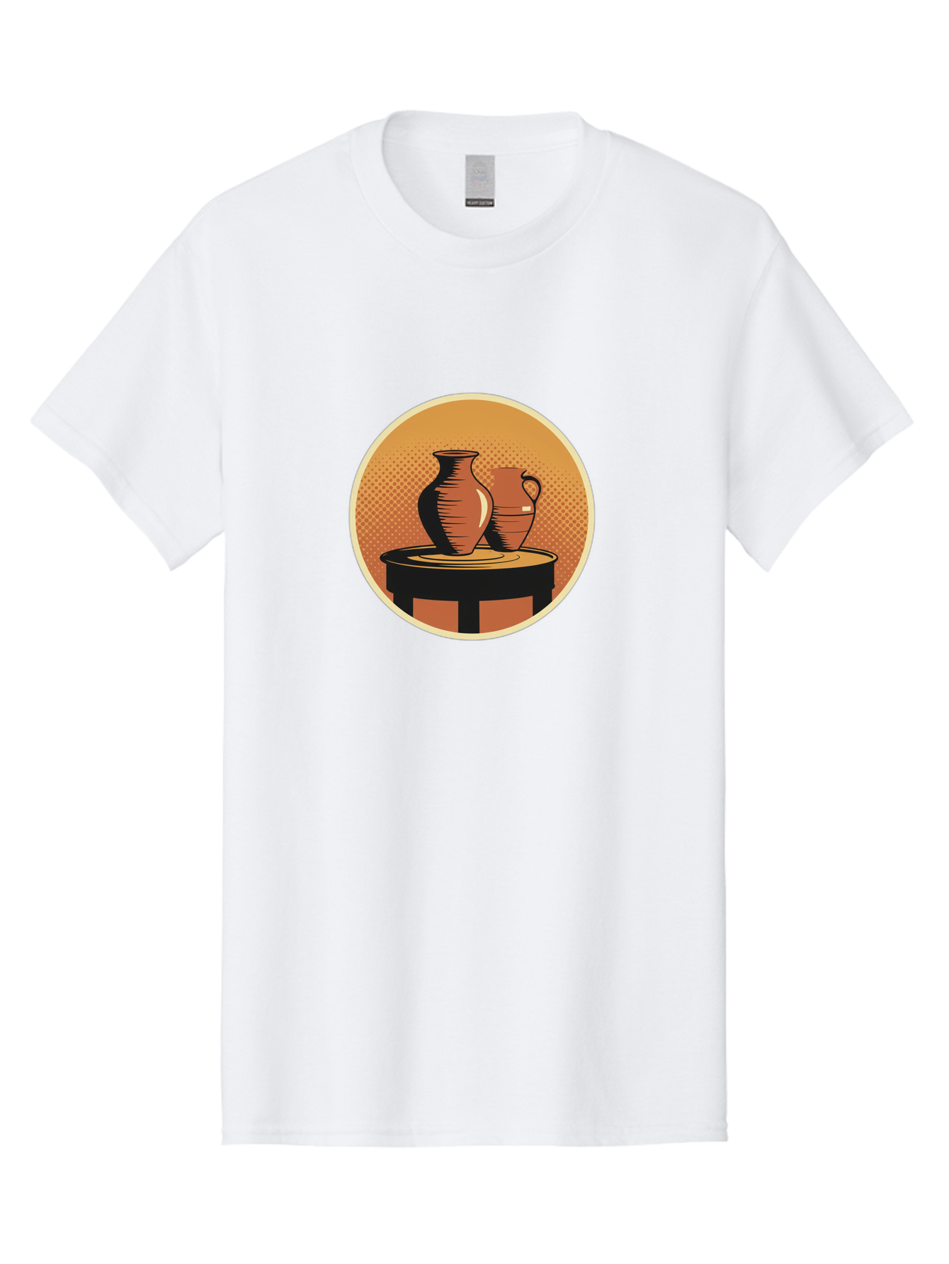 Two-Vases-On-Table Men'S Graphic Tee, 100% Cotton, Comfortable Casual Summer Wear, Machine Washable, Vintage Clay Jugs, Pottery, Ceramic Vases, Traditional Craftsmanship, Warm, Earthy Tones, Rustic, Textured Background, Antique, Classic Decor Bab564